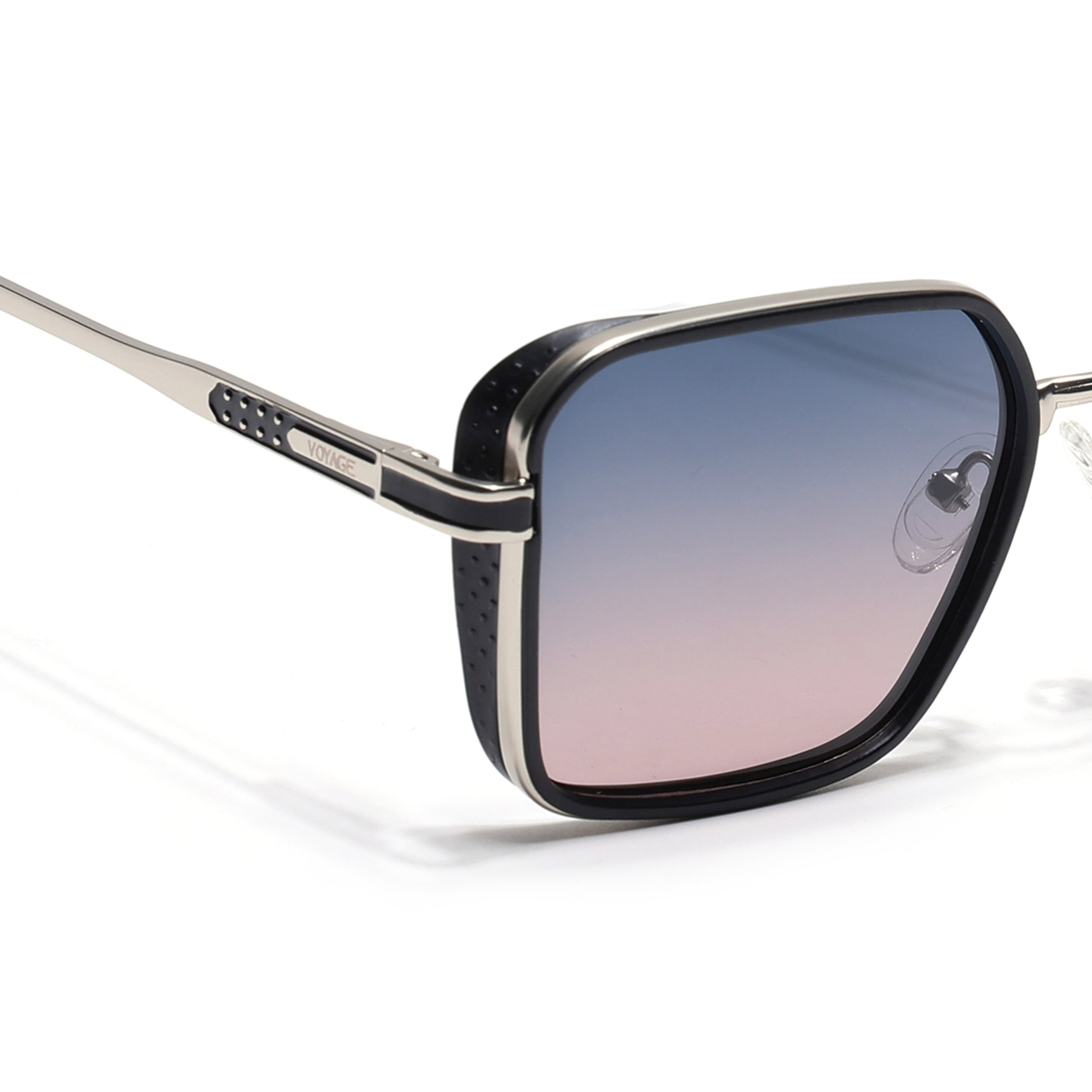 Square Polarized Sunglasses for Men & Women (Blue Lens | Navy Blue Frame - VOYLB02-C5)