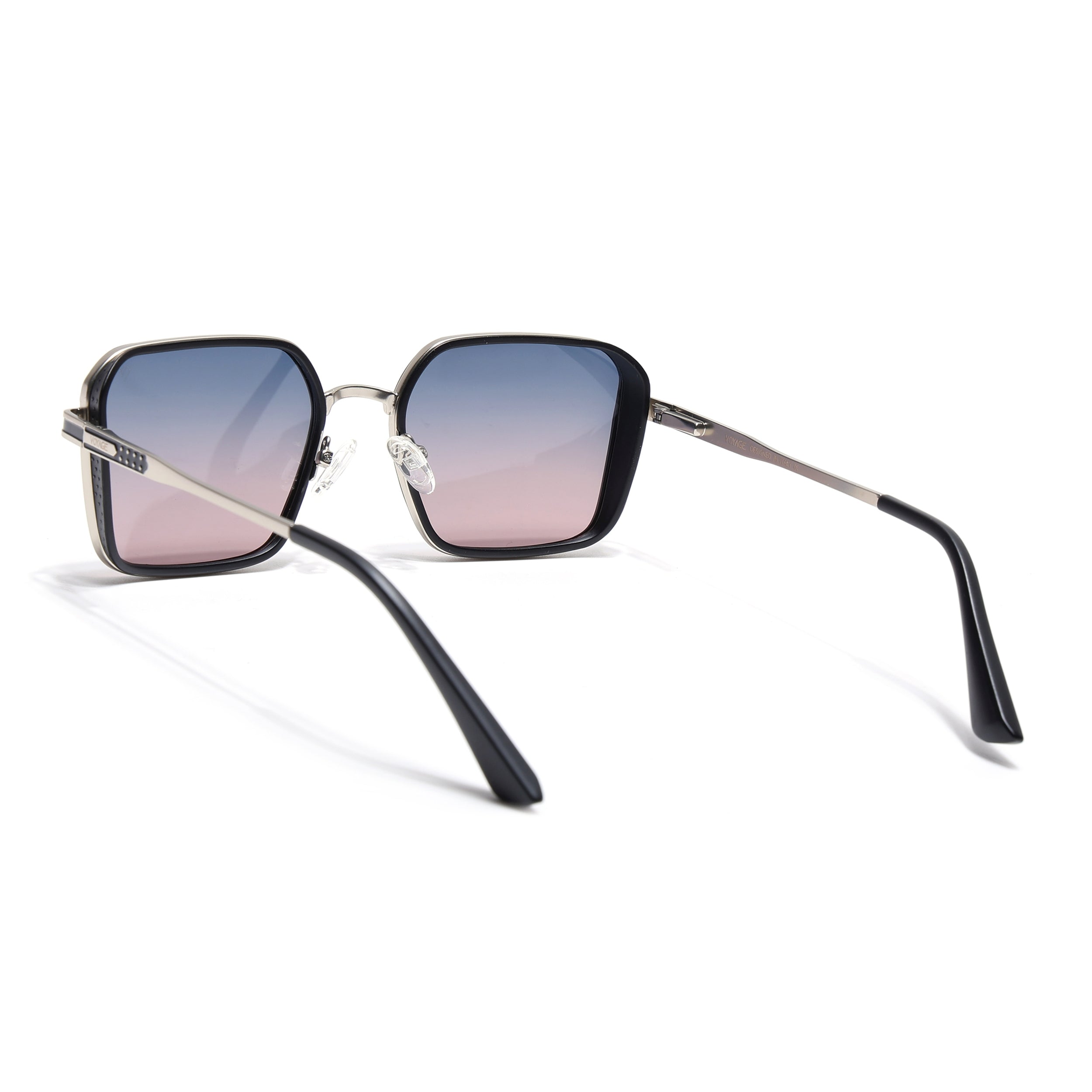 Square Polarized Sunglasses for Men & Women (Blue Lens | Navy Blue Frame - VOYLB02-C5)