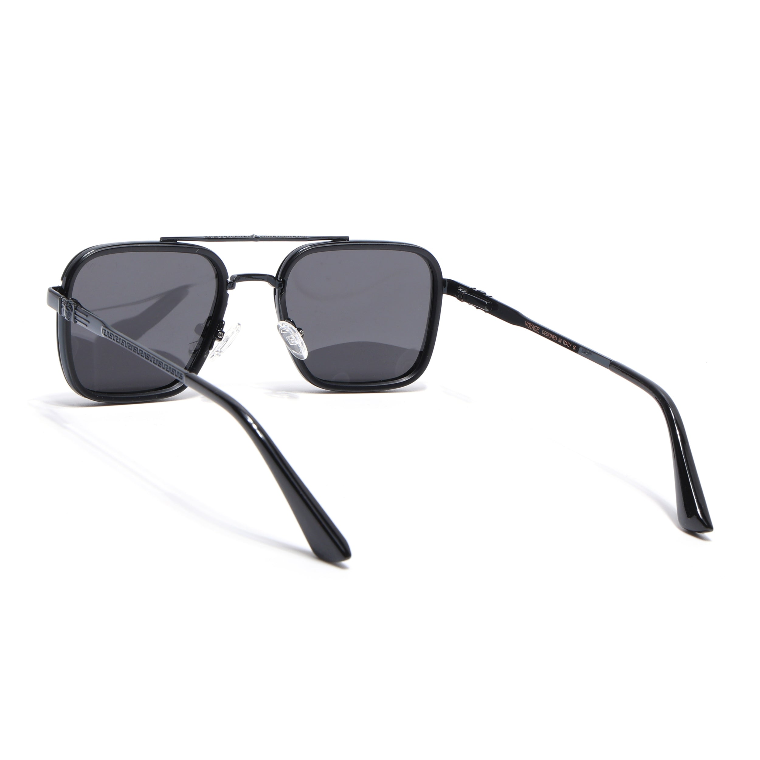 Square Polarized Sunglasses for Men & Women (Black Lens | Black Frame - VOYLB03-C1)