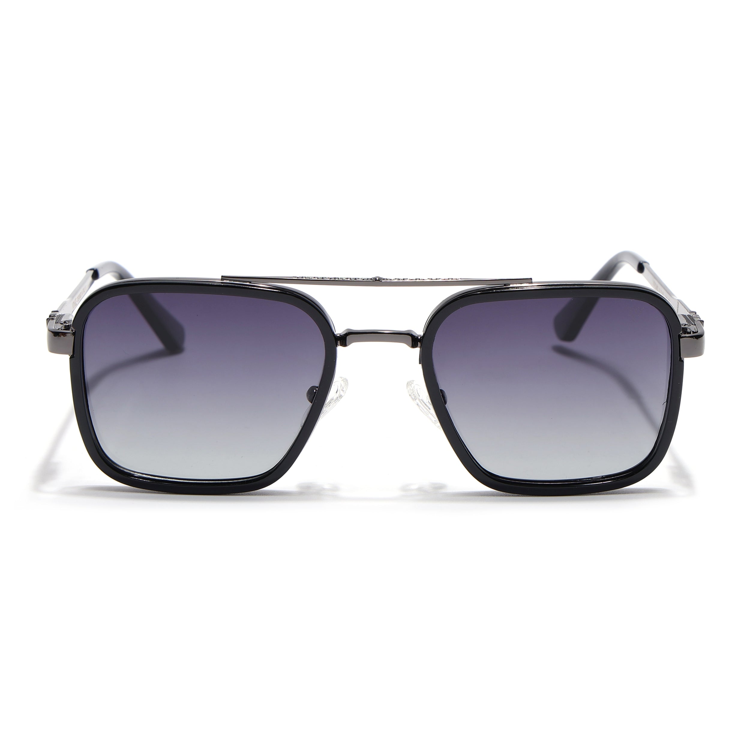 Square Polarized Sunglasses for Men & Women (Grey Lens | Grey & Black Frame - VOYLB03-C2)