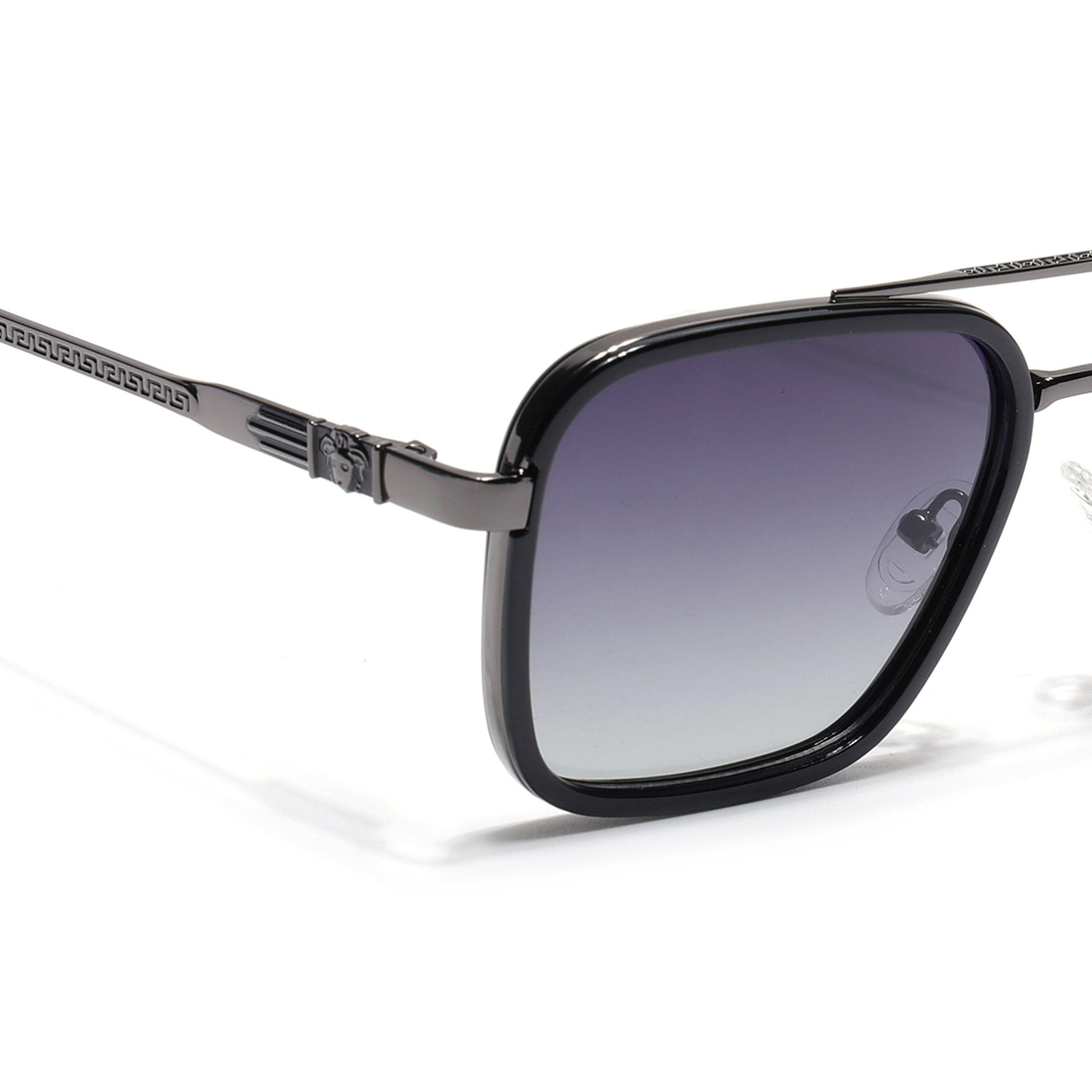 Square Polarized Sunglasses for Men & Women (Grey Lens | Grey & Black Frame - VOYLB03-C2)