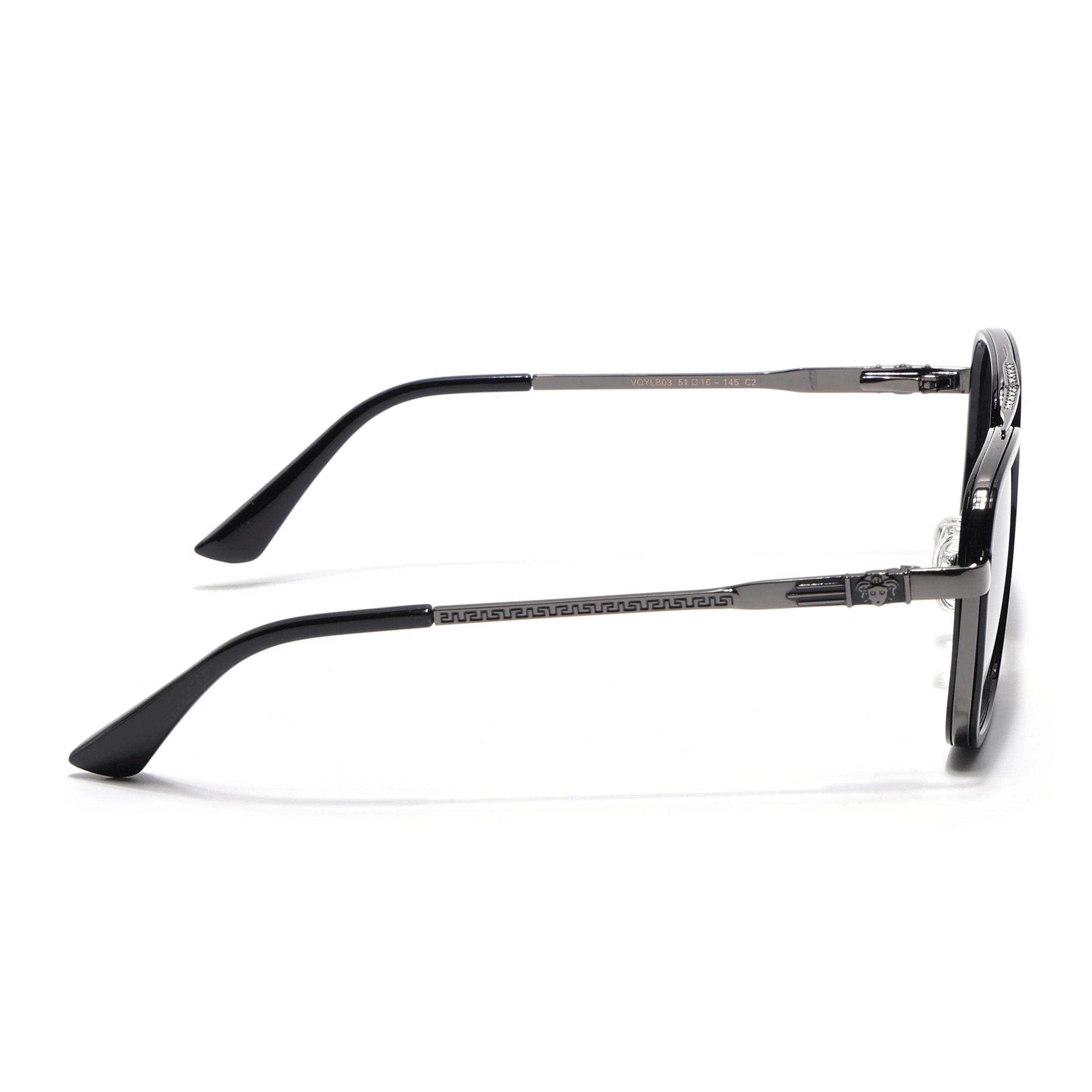 Square Polarized Sunglasses for Men & Women (Grey Lens | Grey & Black Frame - VOYLB03-C2)