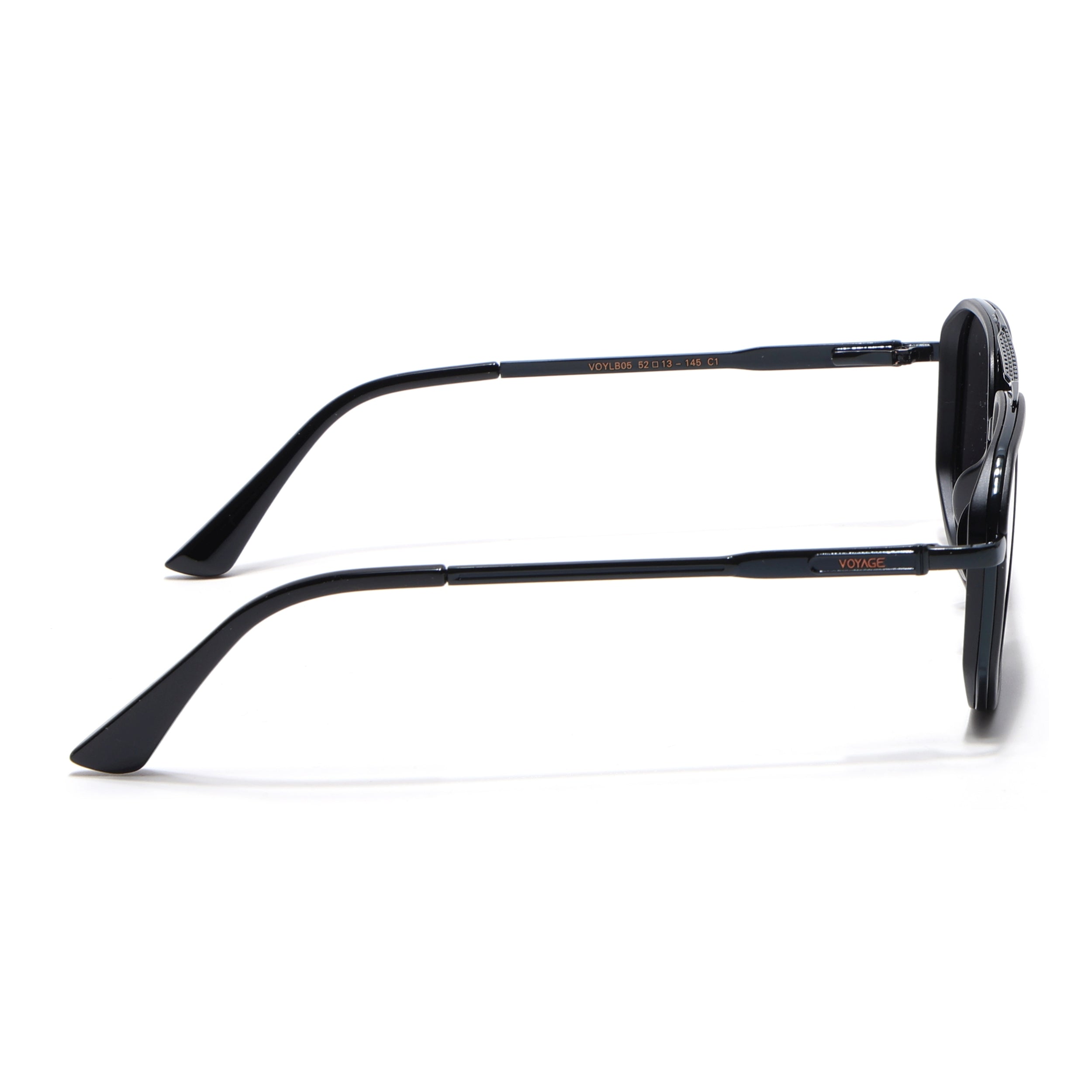 Hexagonal Polarized Sunglasses for Men & Women (Black Lens | Black Frame - VOYLB05-C1)