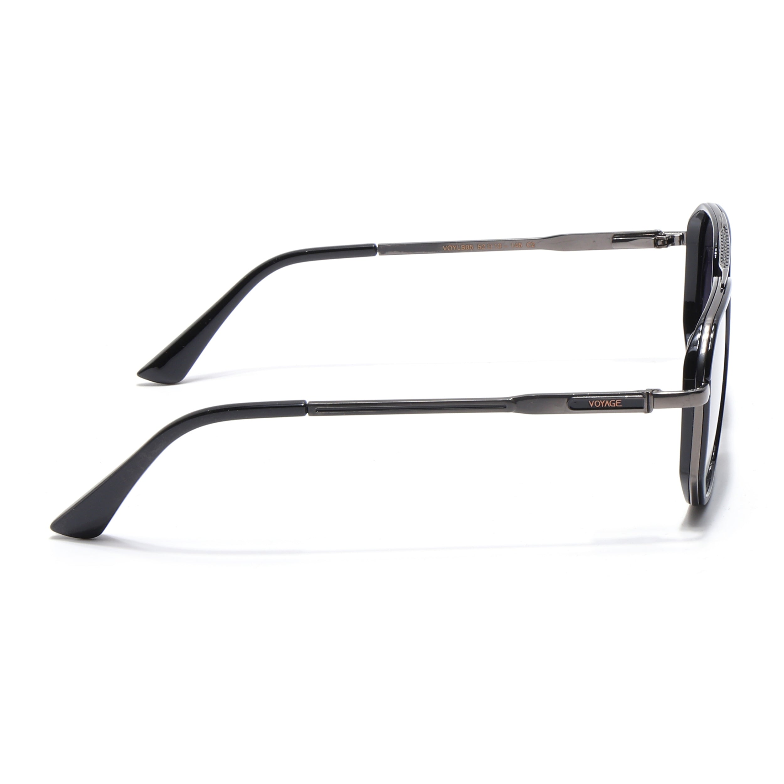 Hexagonal Polarized Sunglasses for Men & Women (Grey & Clear Lens | Grey & Black Frame - VOYLB05-C2)