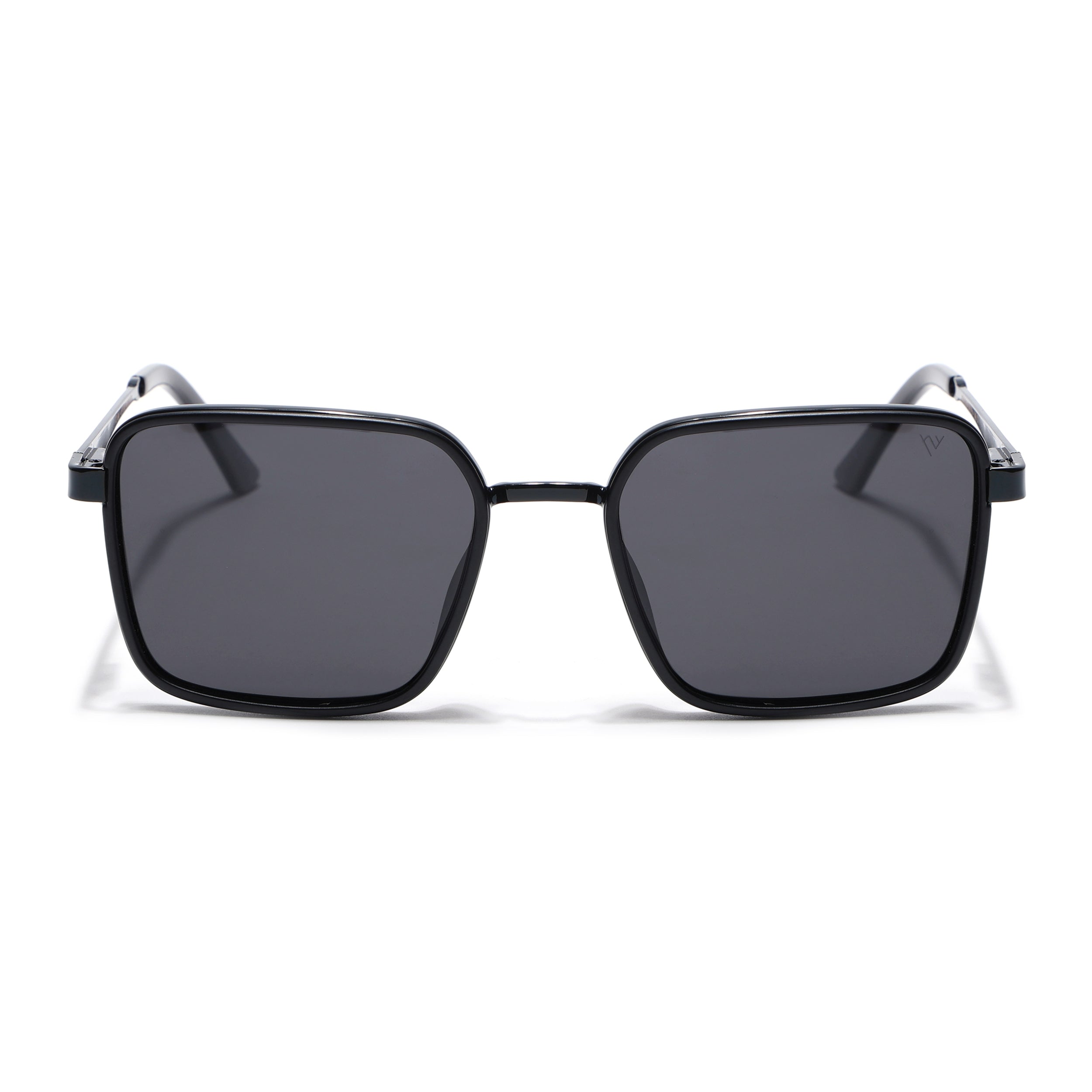 Square Polarized Sunglasses for Men & Women (Black Lens | Black Frame - VOYLB06-C1)