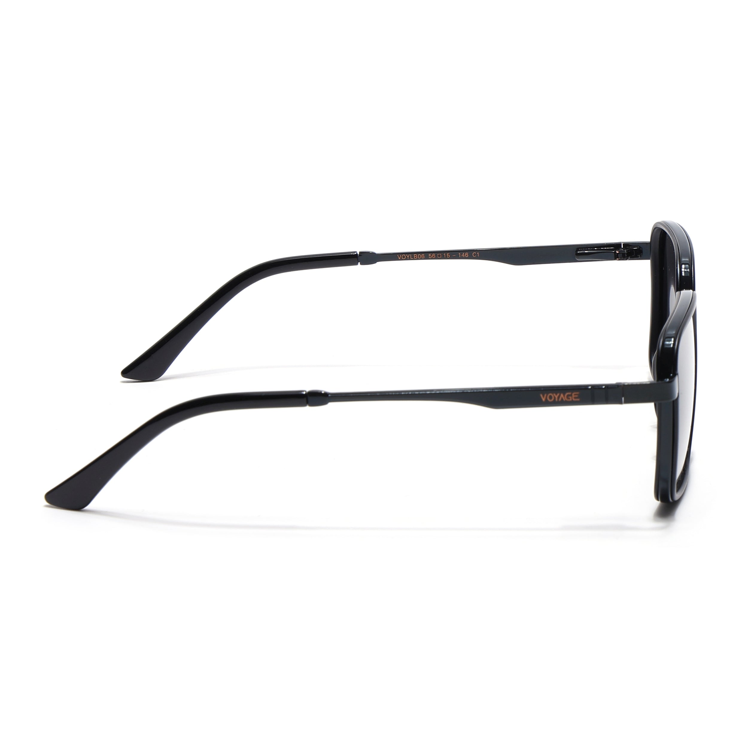 Square Polarized Sunglasses for Men & Women (Black Lens | Black Frame - VOYLB06-C1)