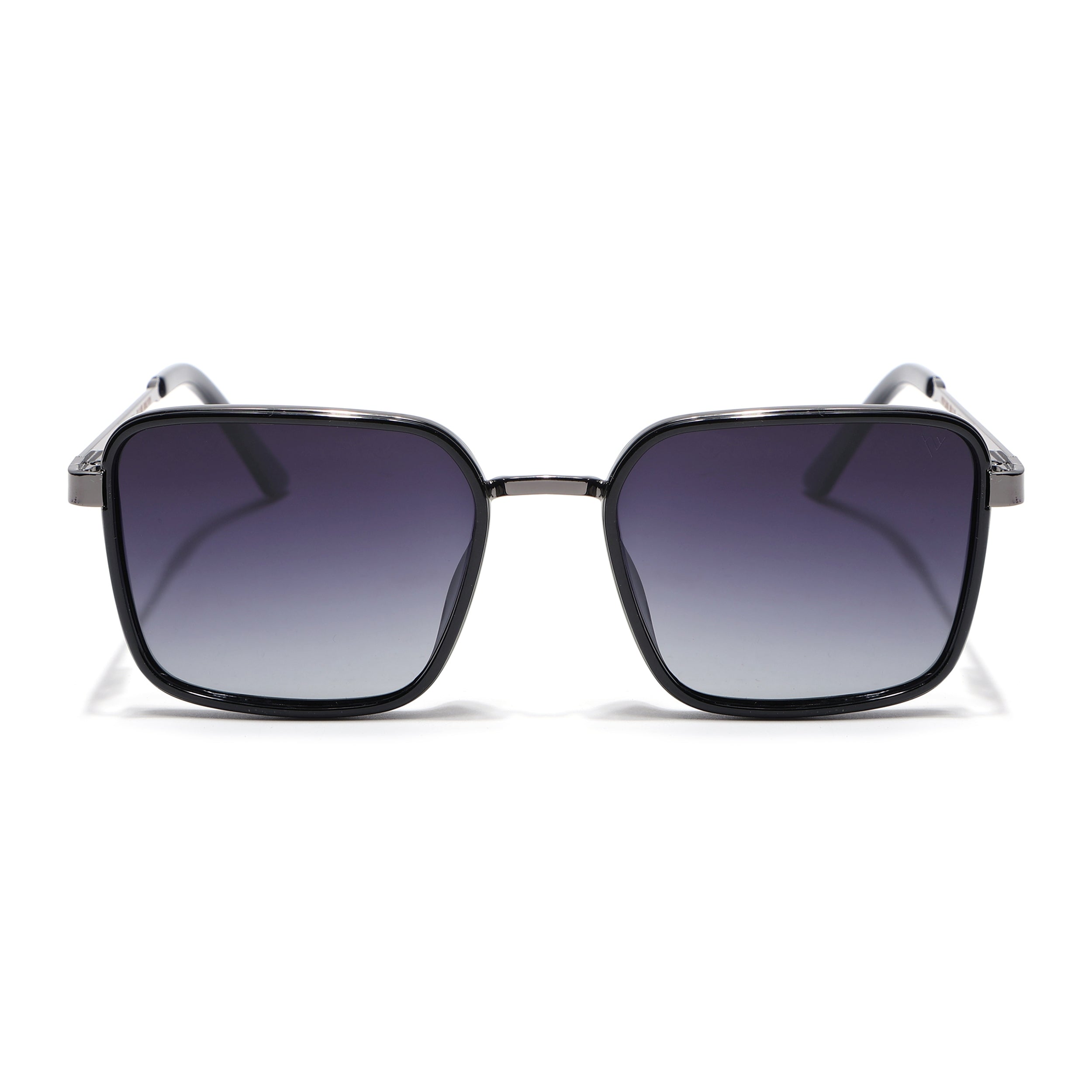 Square Polarized Sunglasses for Men & Women (Grey & clear Lens | Grey & Black Frame - VOYLB06-C2)