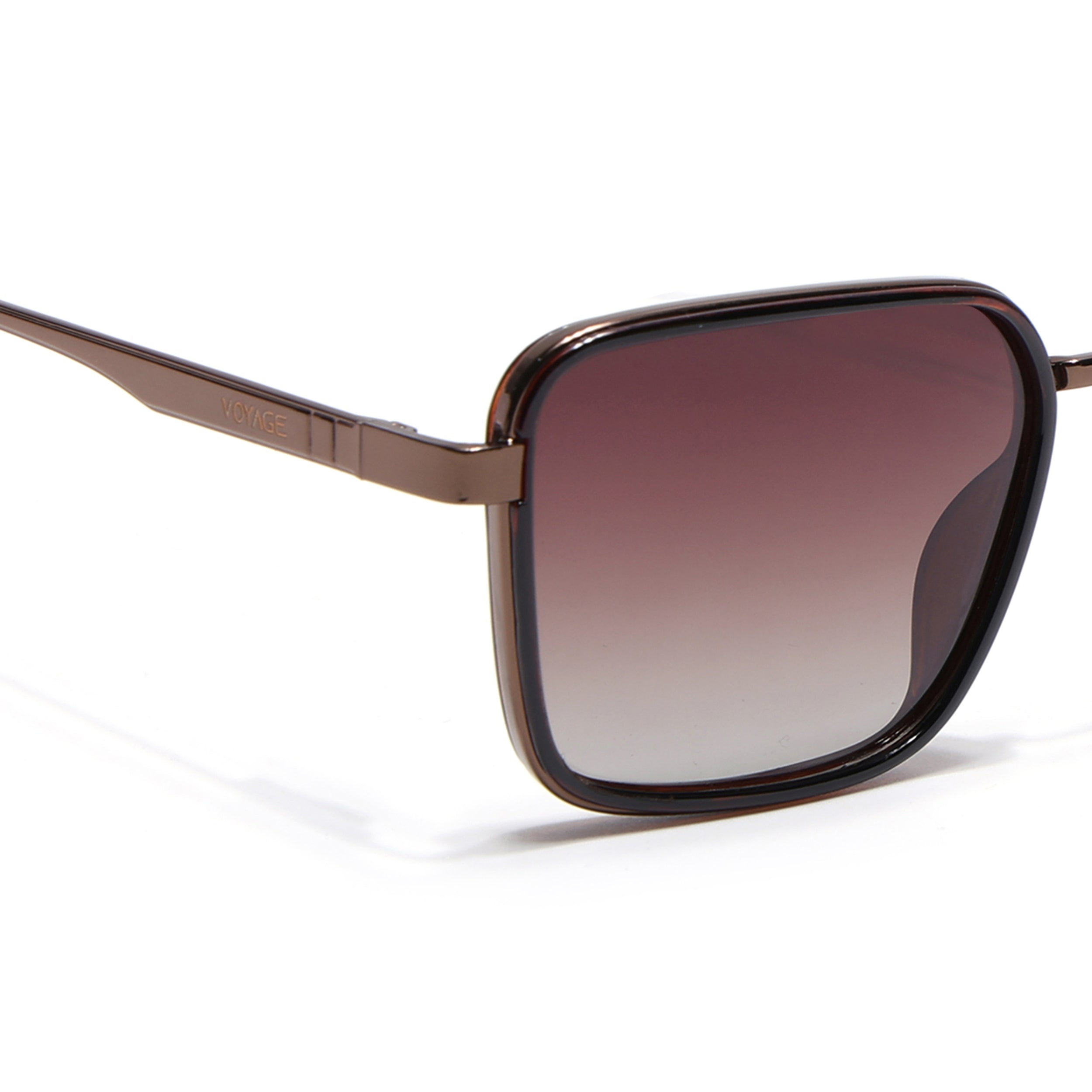 Square Polarized Sunglasses for Men & Women (Brown & Clear Lens | Brown & Black Frame - VOYLB06-C3)