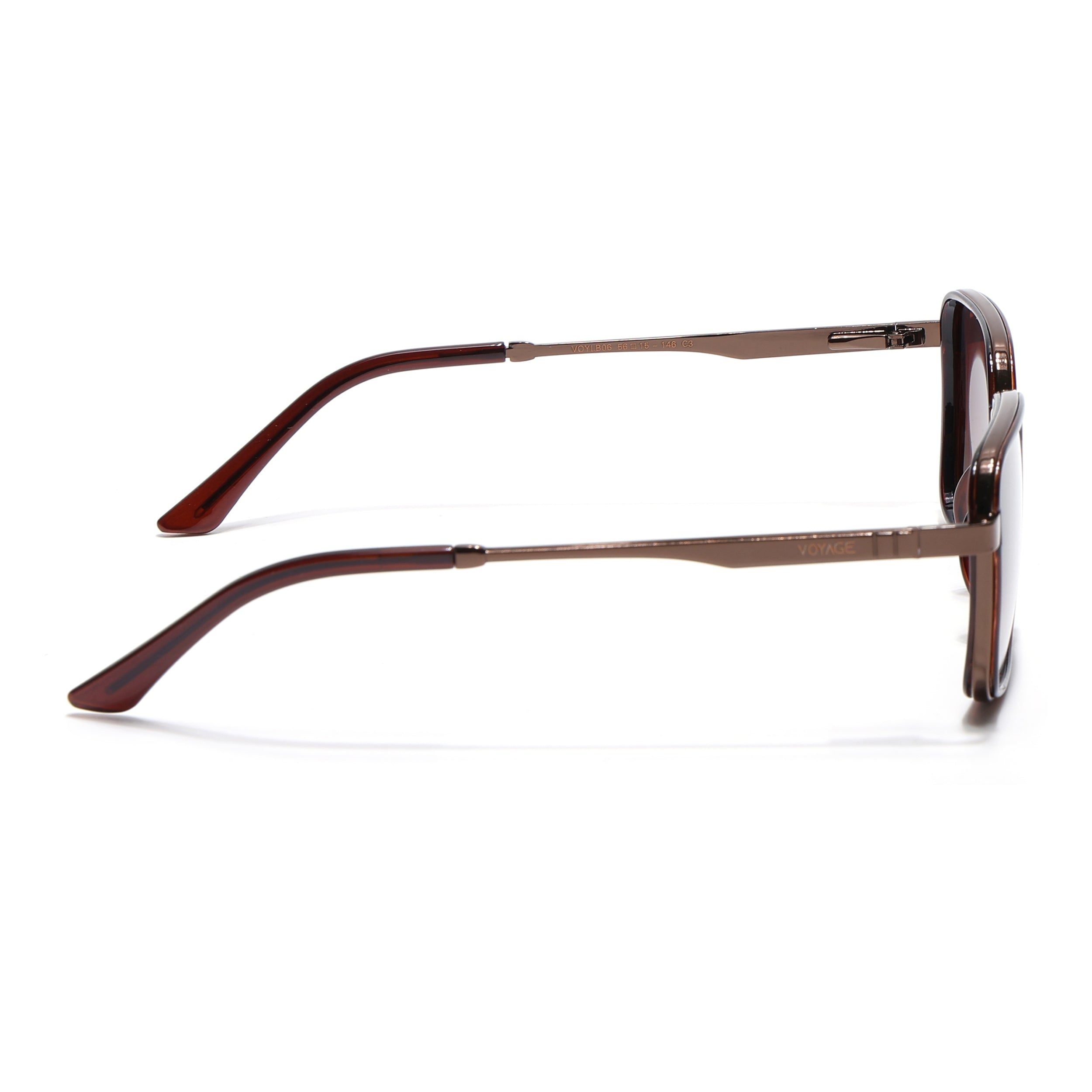 Square Polarized Sunglasses for Men & Women (Brown & Clear Lens | Brown & Black Frame - VOYLB06-C3)