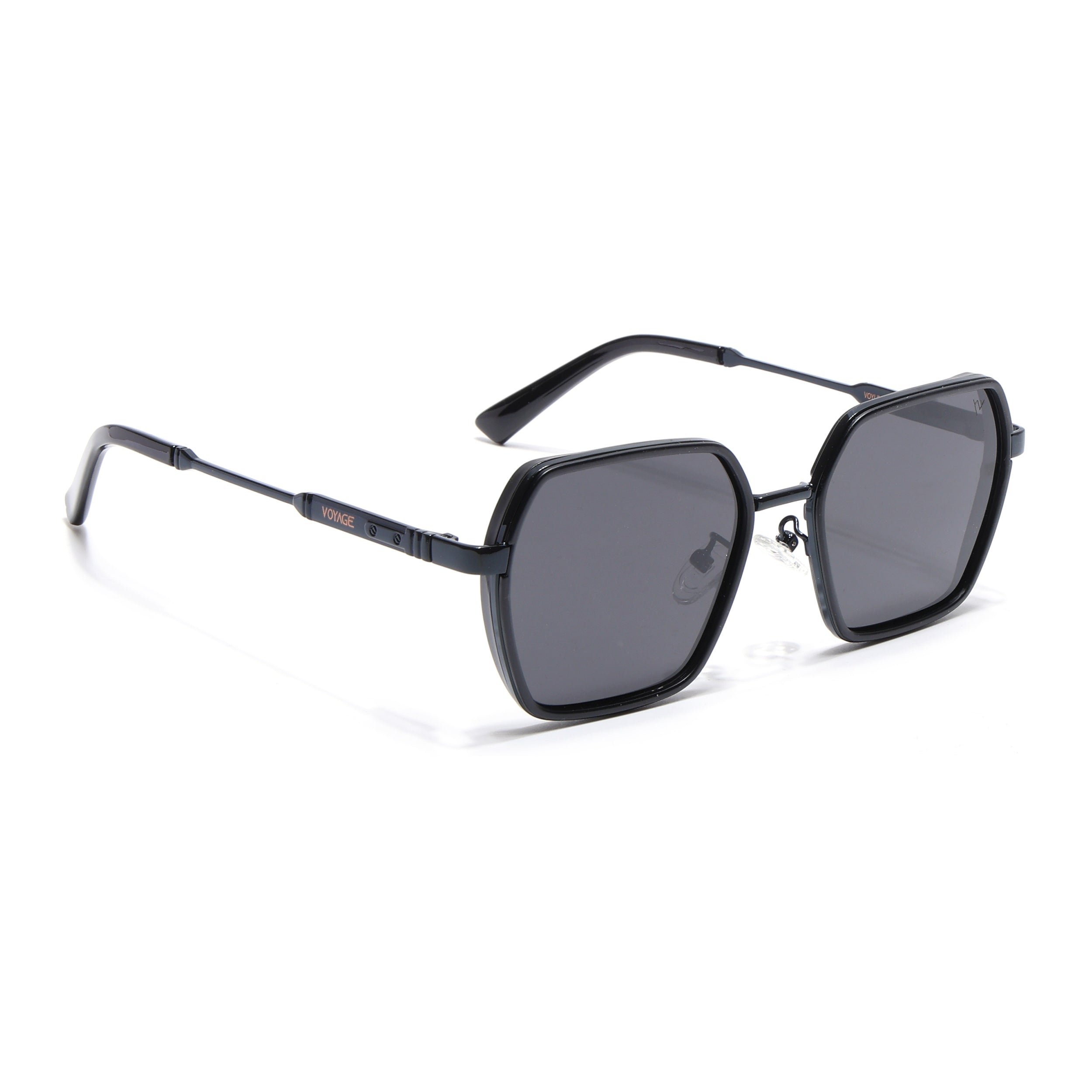 Square Polarized Sunglasses for Men & Women (Black Lens | Black Frame - VOYLB07-C1)