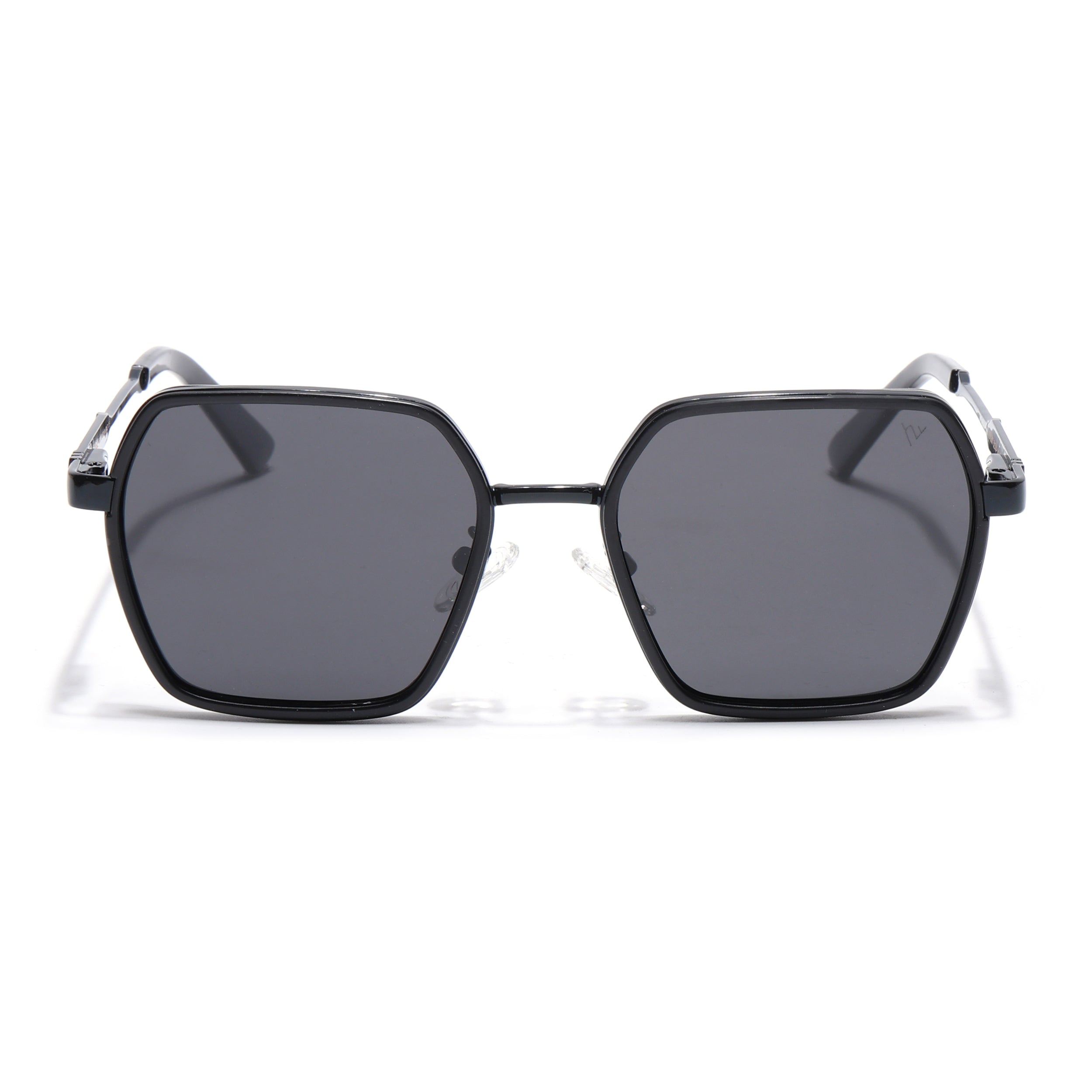 Square Polarized Sunglasses for Men & Women (Black Lens | Black Frame - VOYLB07-C1)