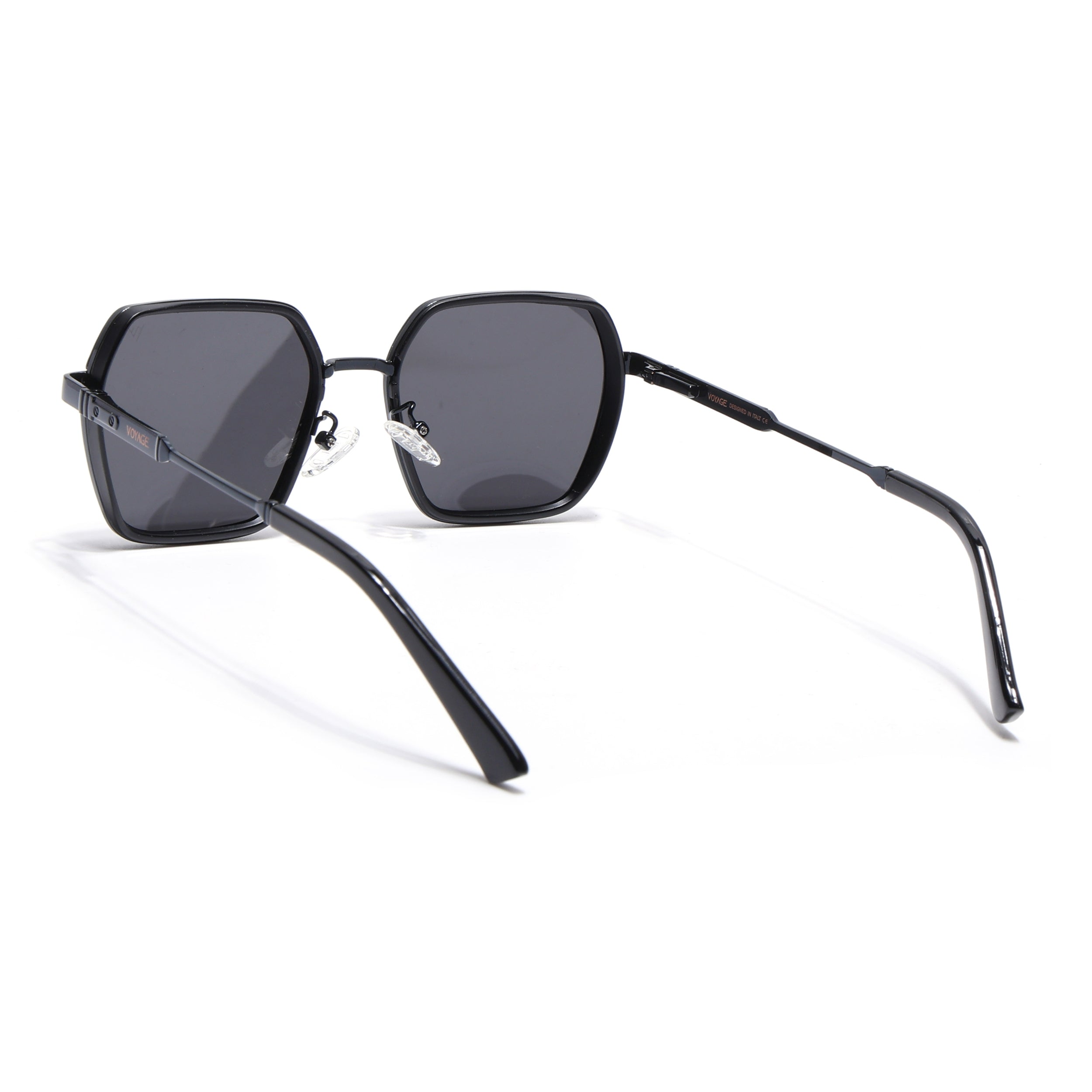 Square Polarized Sunglasses for Men & Women (Black Lens | Black Frame - VOYLB07-C1)