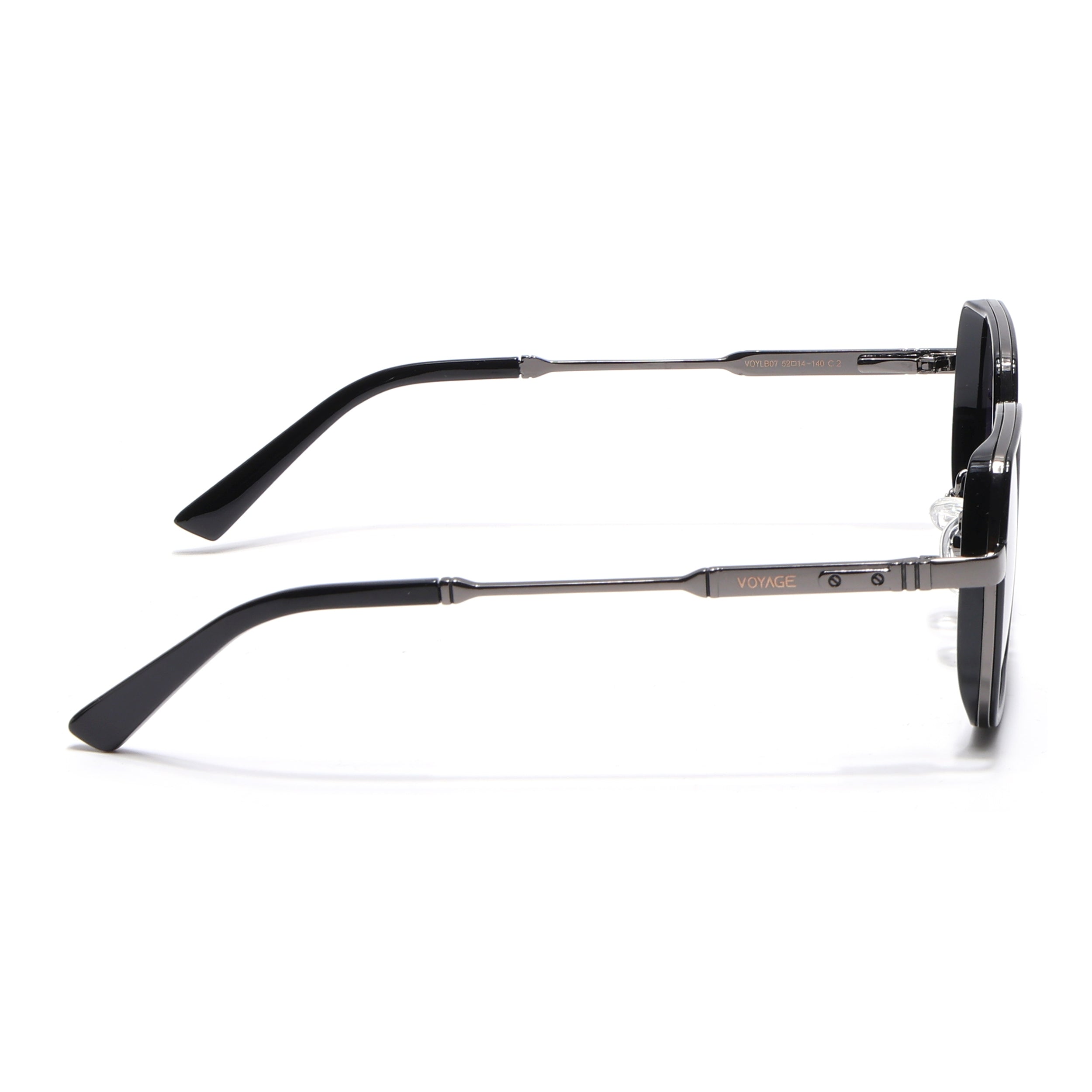 Square Polarized Sunglasses for Men & Women (Grey & Clear Lens | Grey & Black Frame - VOYLB07-C2)