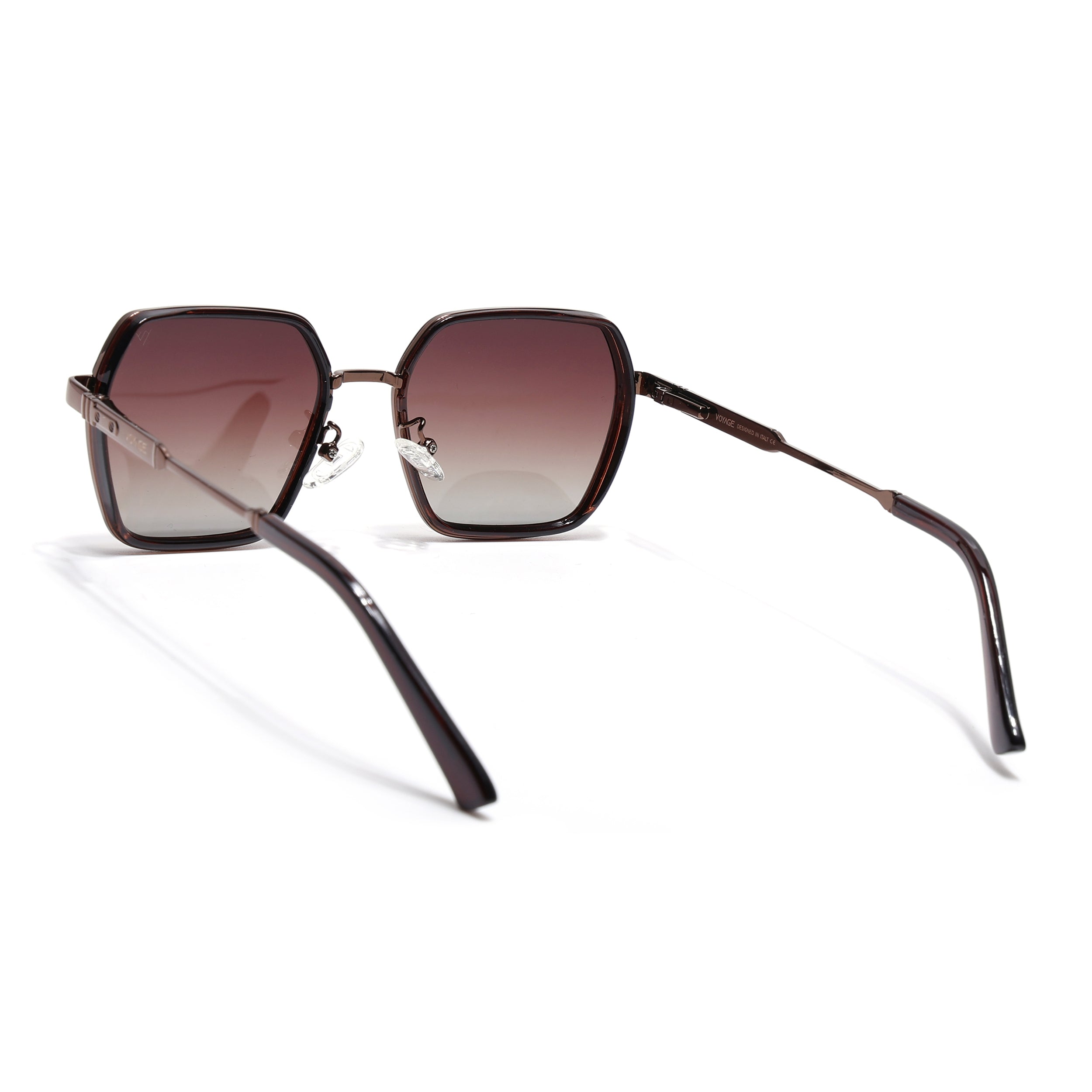 Square Polarized Sunglasses for Men & Women (Brown & Clear Lens | Brown & Black Frame - VOYLB07-C3)