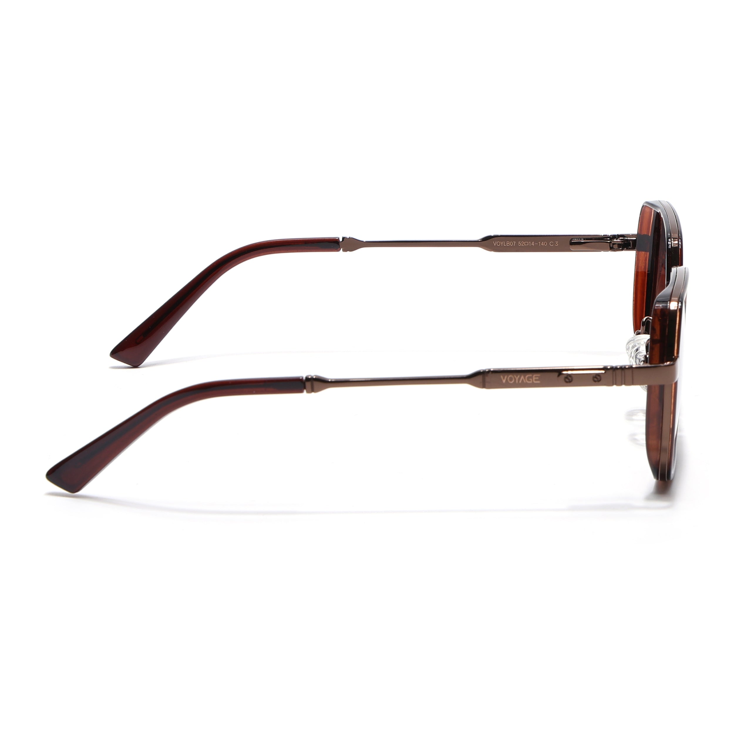 Square Polarized Sunglasses for Men & Women (Brown & Clear Lens | Brown & Black Frame - VOYLB07-C3)