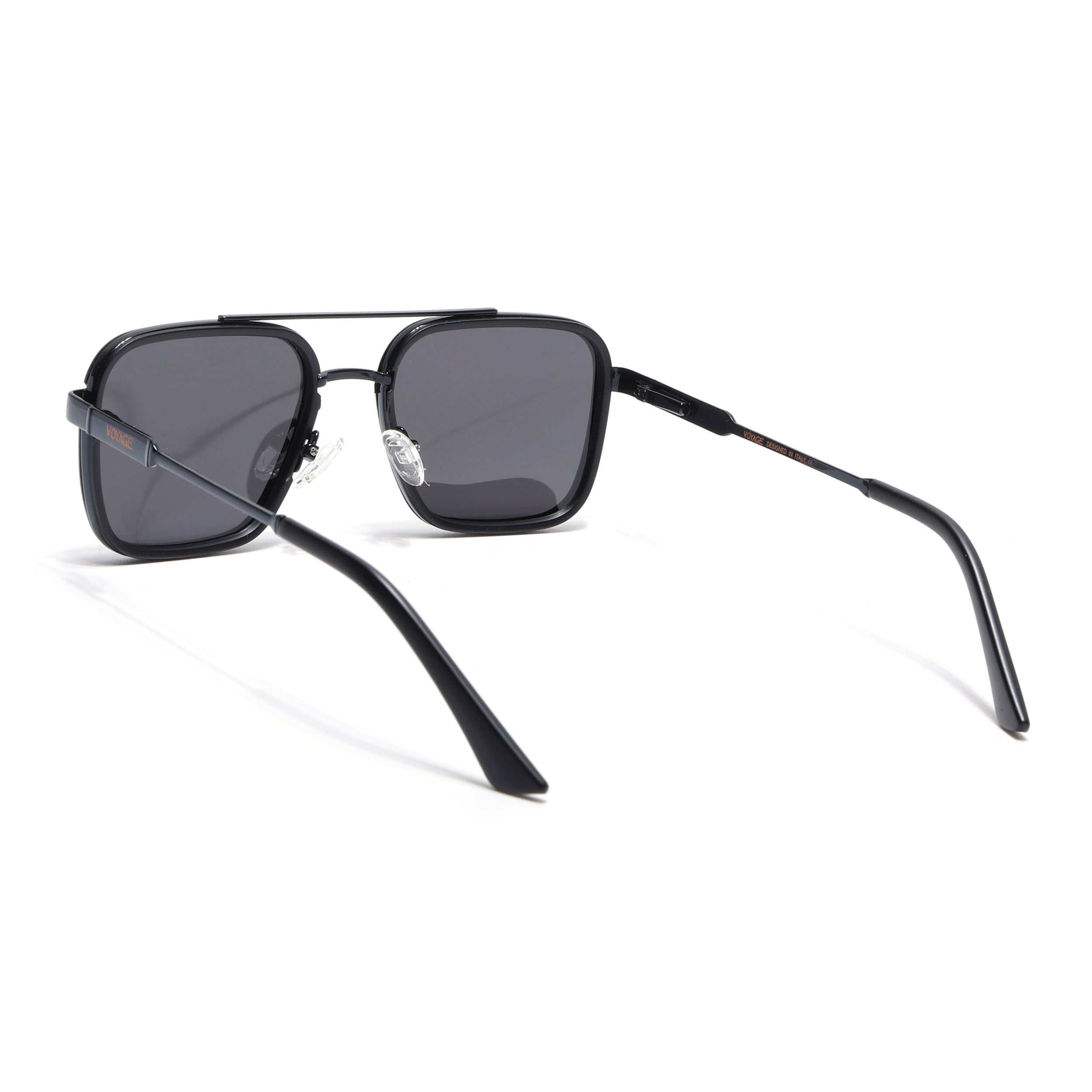 Square Polarized Sunglasses for Men & Women (Black Lens | Black Frame - VOYLB09-C1)