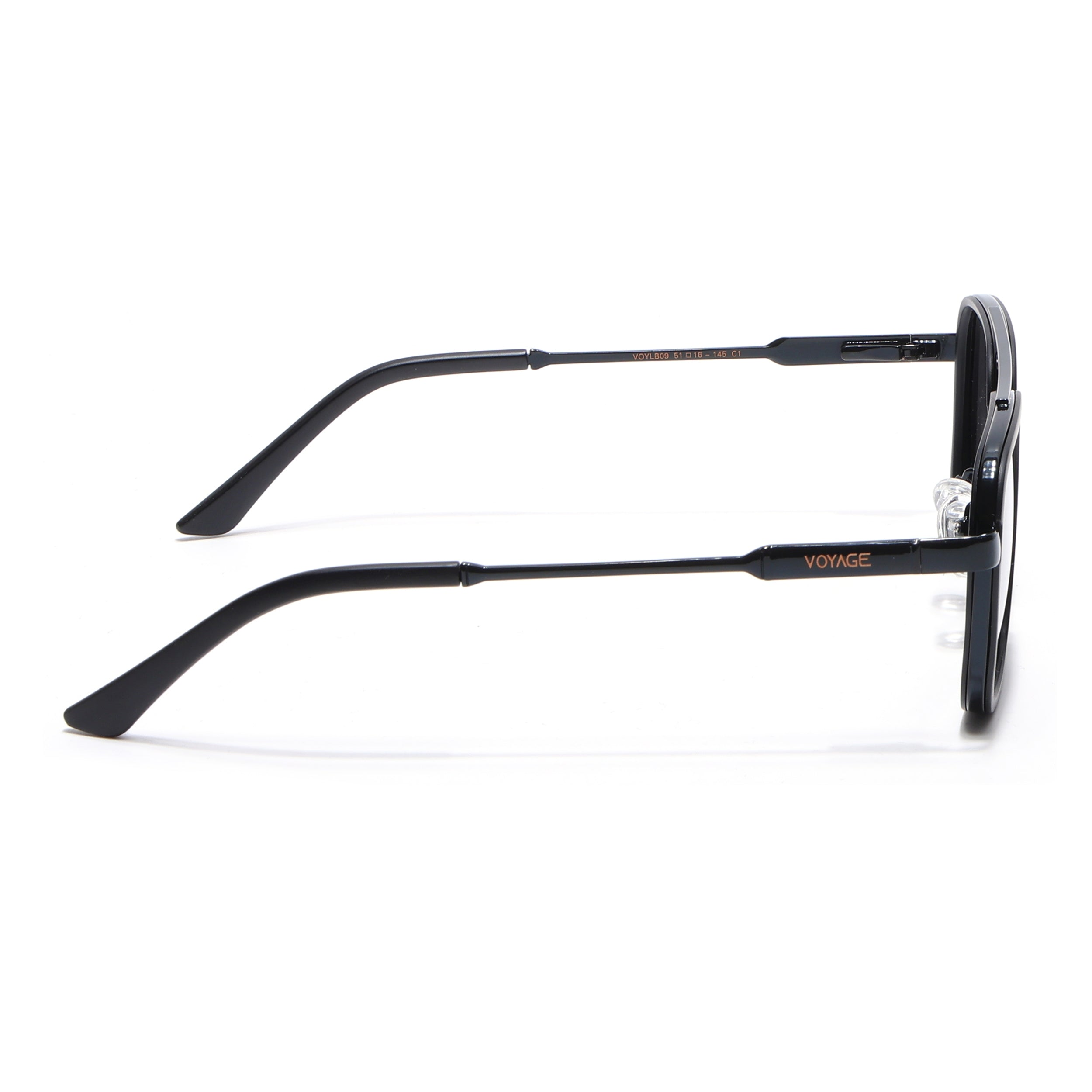 Square Polarized Sunglasses for Men & Women (Black Lens | Black Frame - VOYLB09-C1)