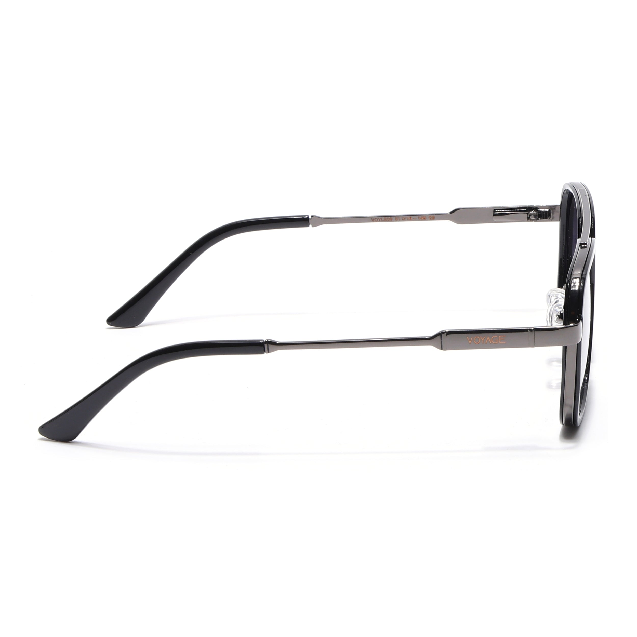 Square Polarized Sunglasses for Men & Women (Grey & Clear Lens | Grey & Black Frame - VOYLB09-C2)