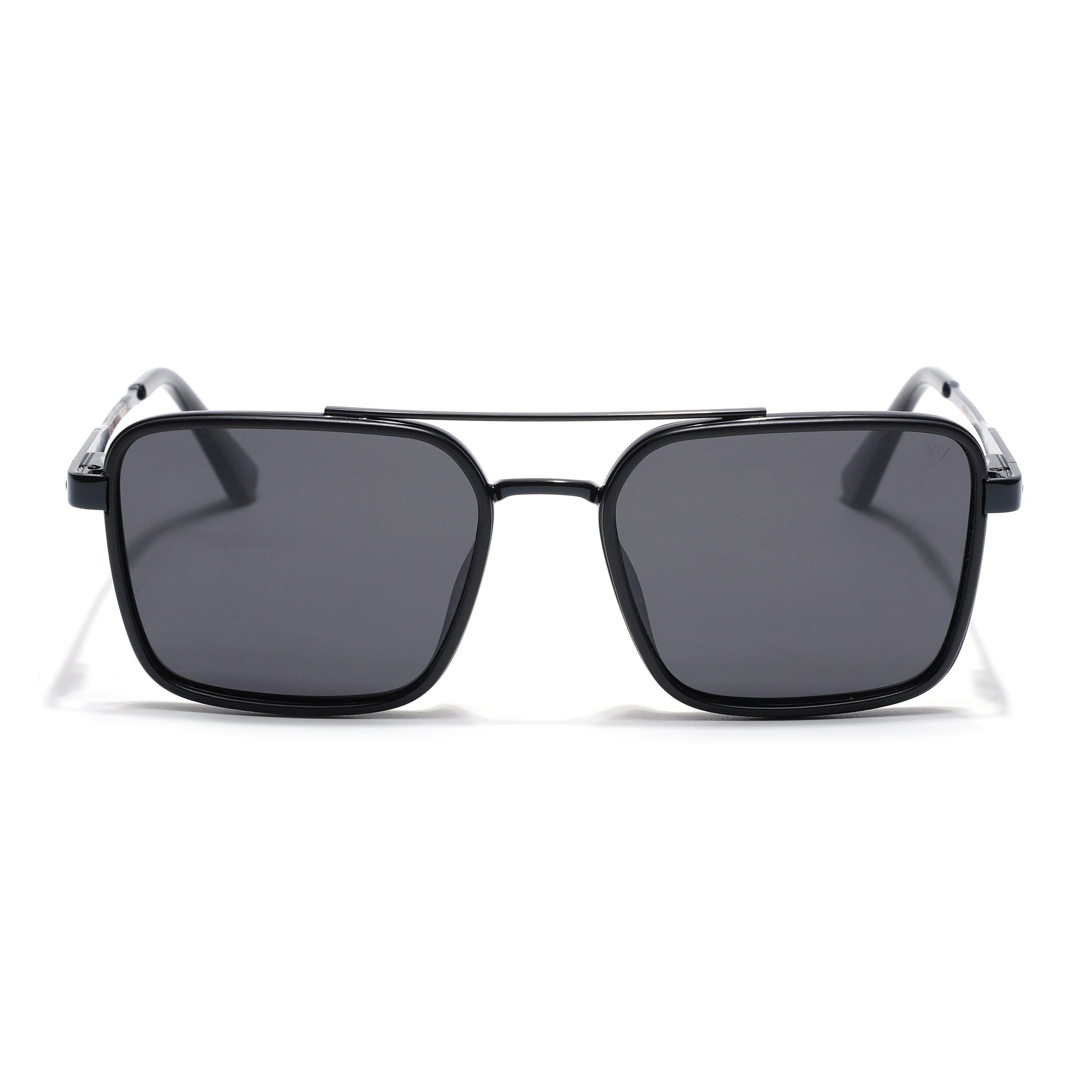 Square Polarized Sunglasses for Men & Women (Black Lens | Black Frame - VOYLB10-C1)