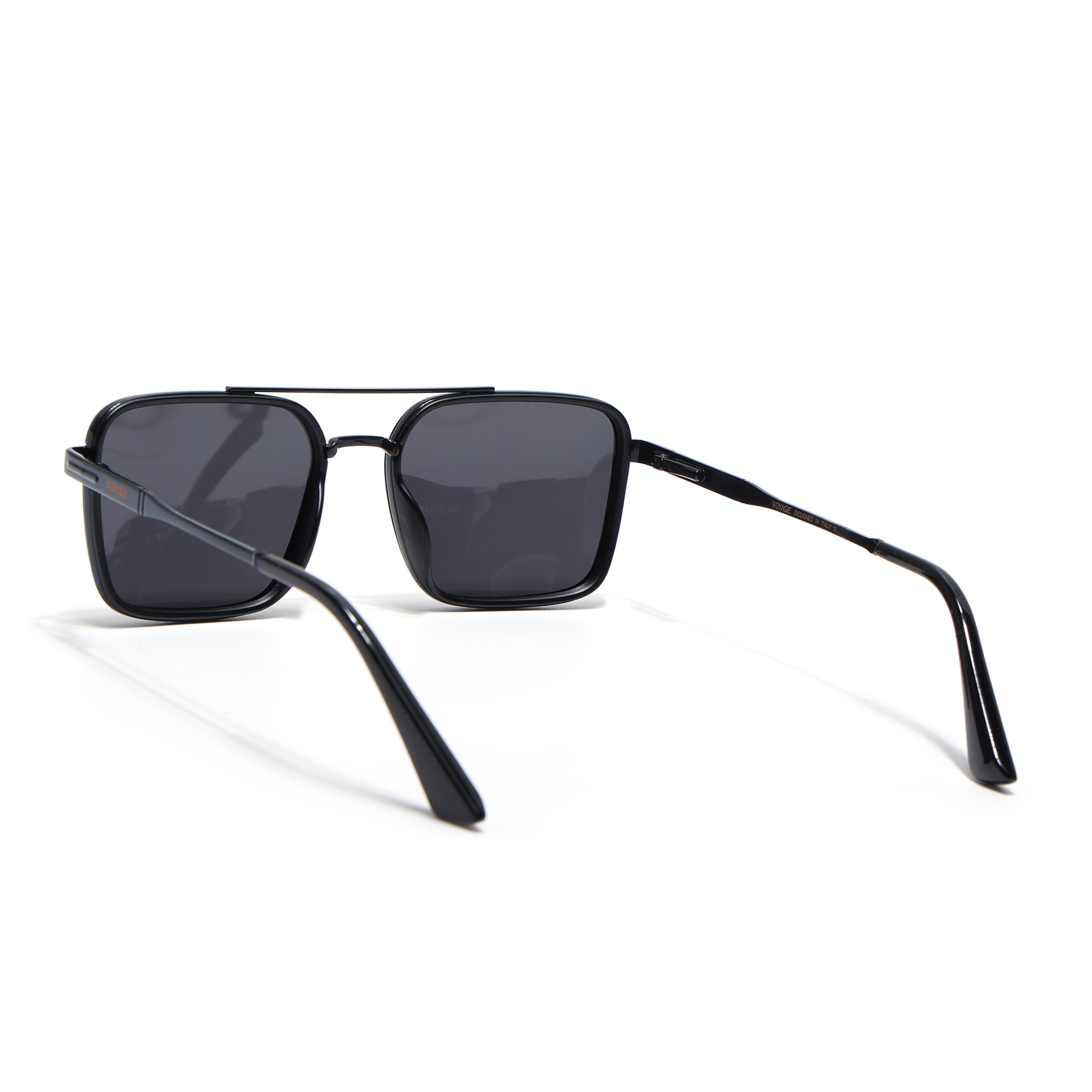 Square Polarized Sunglasses for Men & Women (Black Lens | Black Frame - VOYLB10-C1)