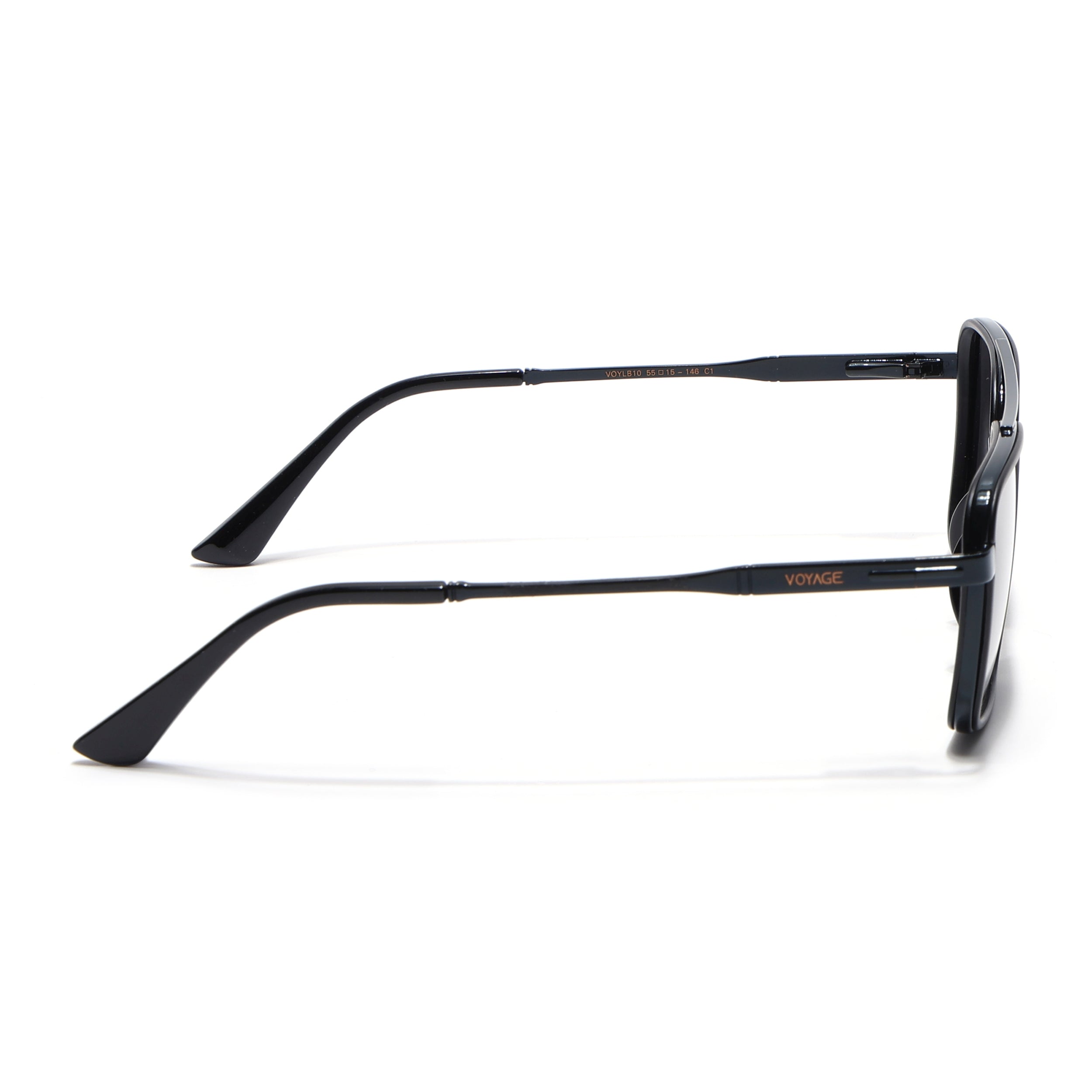 Square Polarized Sunglasses for Men & Women (Black Lens | Black Frame - VOYLB10-C1)