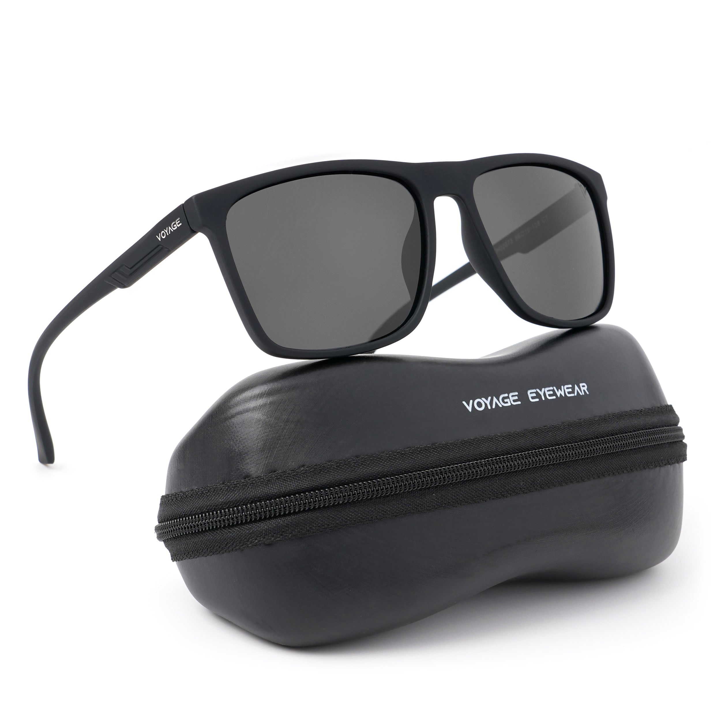 Dunk Matte Black Wayfarer Polarized Sunglasses | Black Lens - PMG5248