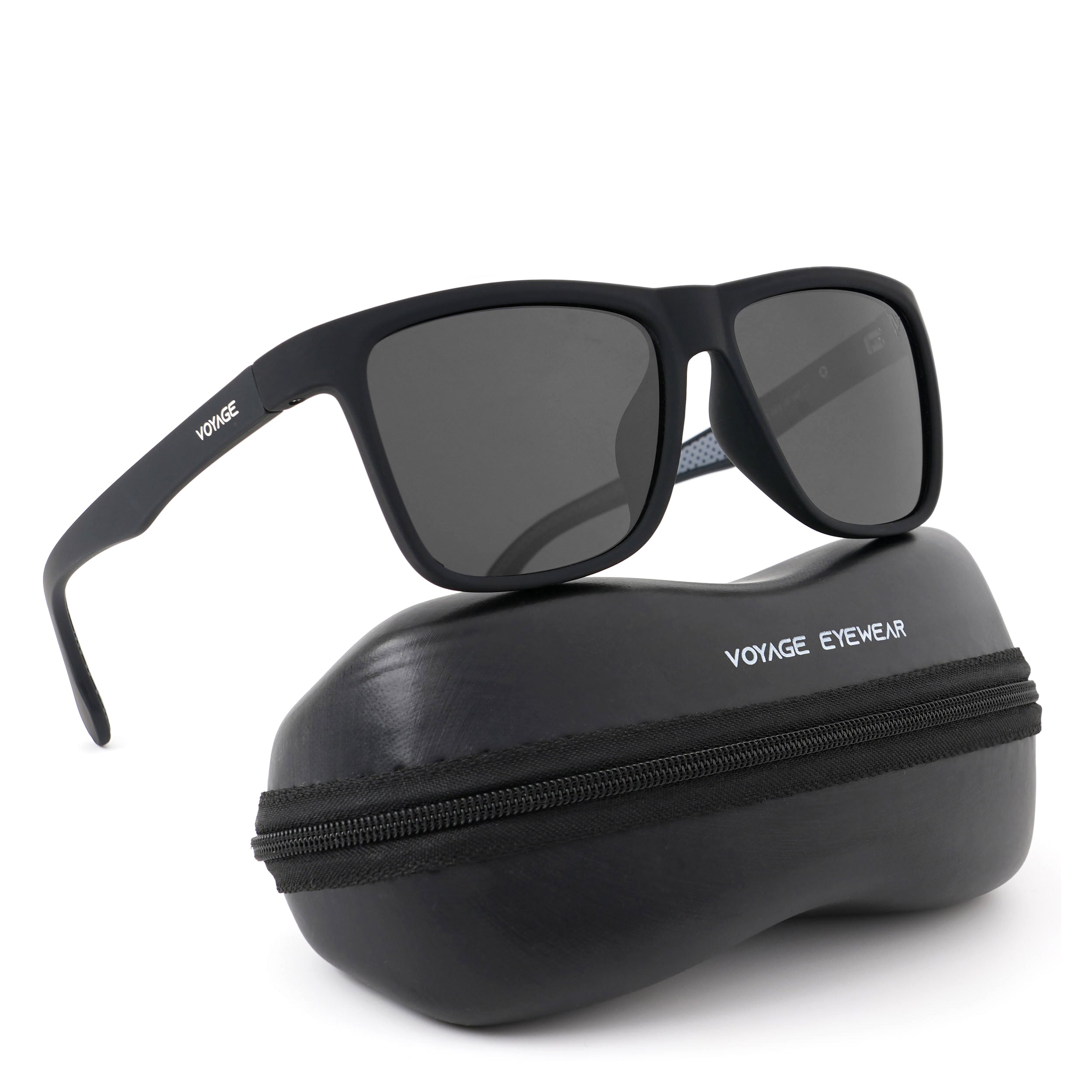 Dunk Matte Black Wayfarer Polarized Sunglasses | Black Lens - PMG5254