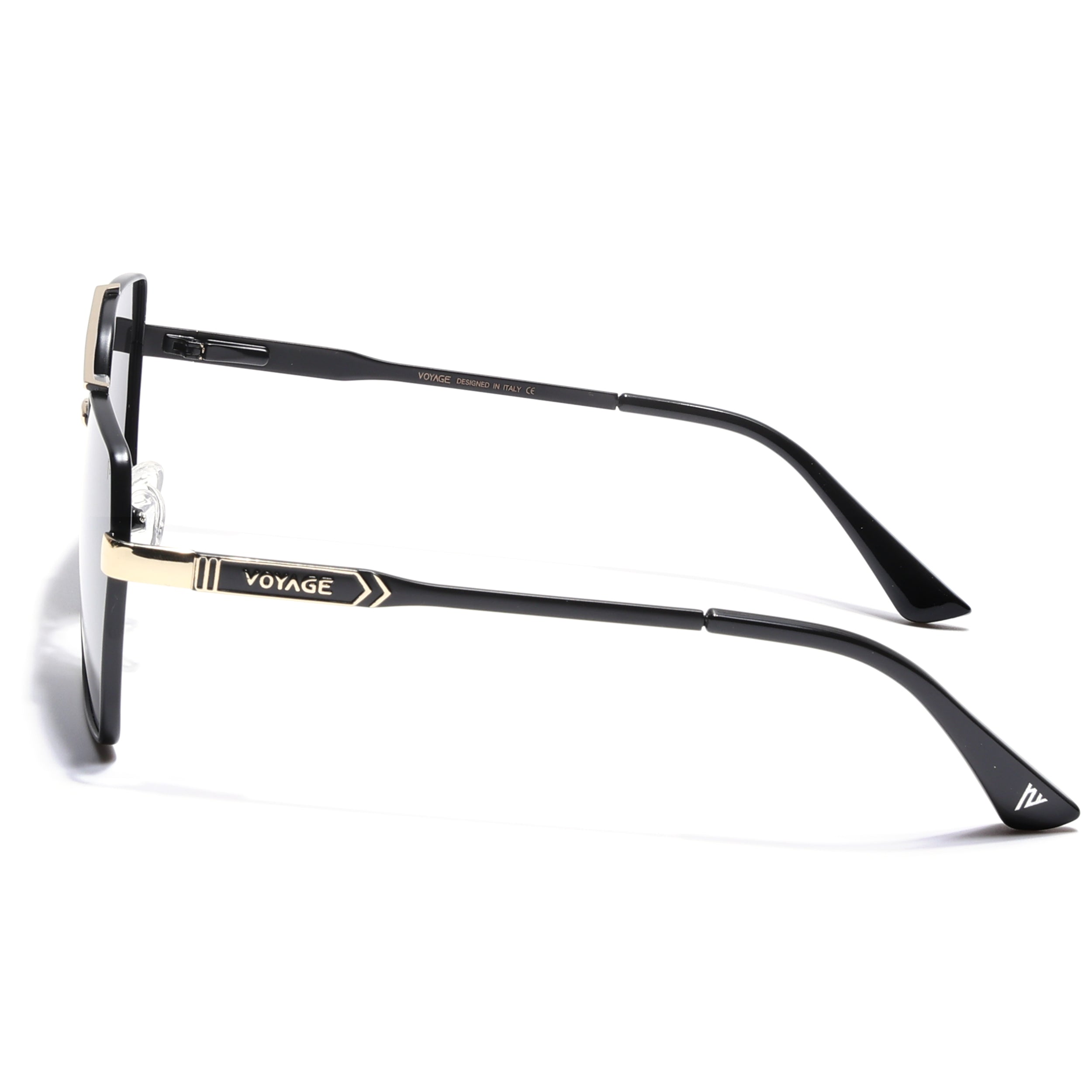 Wayfarer Polarized Sunglasses (Black Lens | Black & Golden Frame - PMG5302)