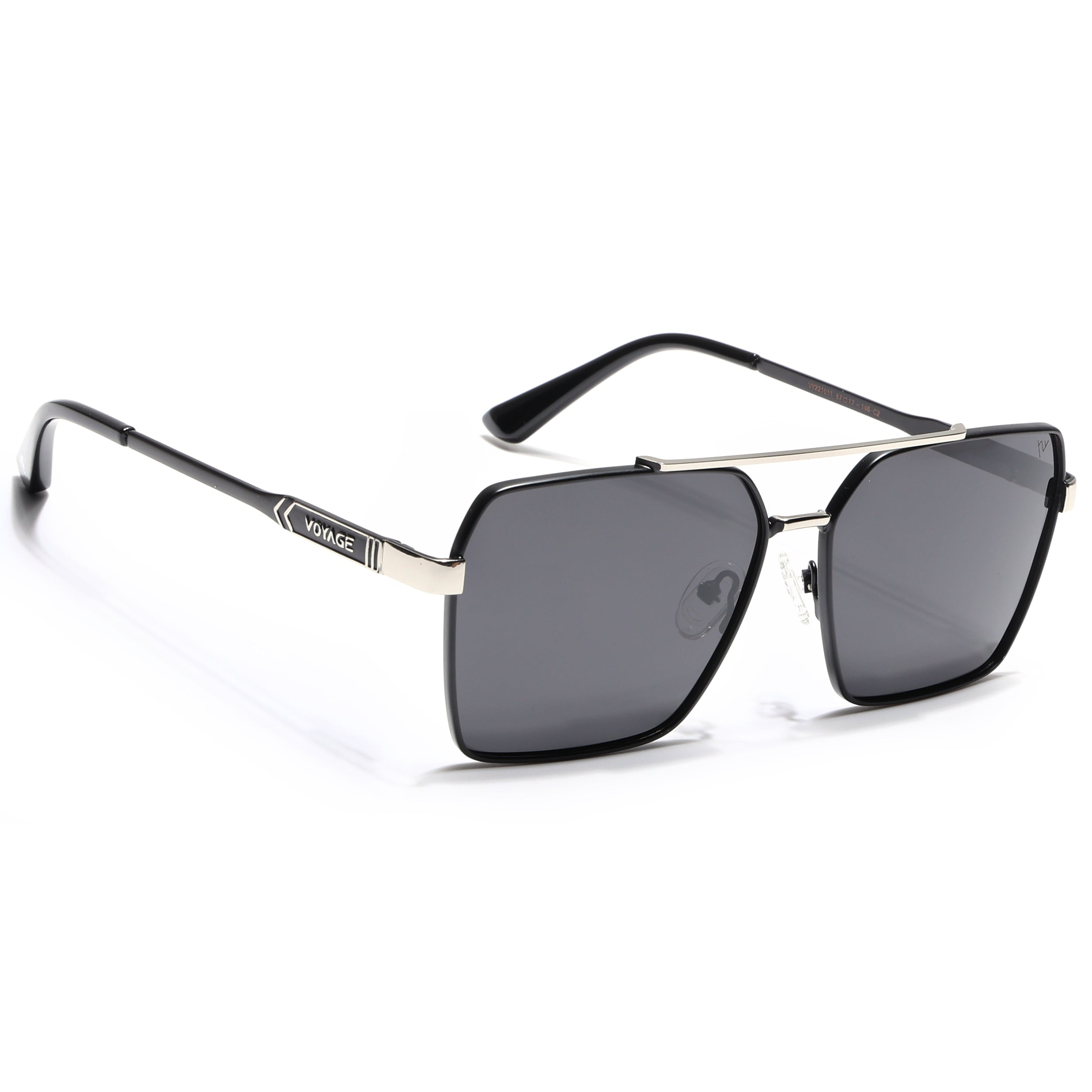 Wayfarer Polarized Sunglasses (Black Lens | Black & Silver Frame - PMG5304)