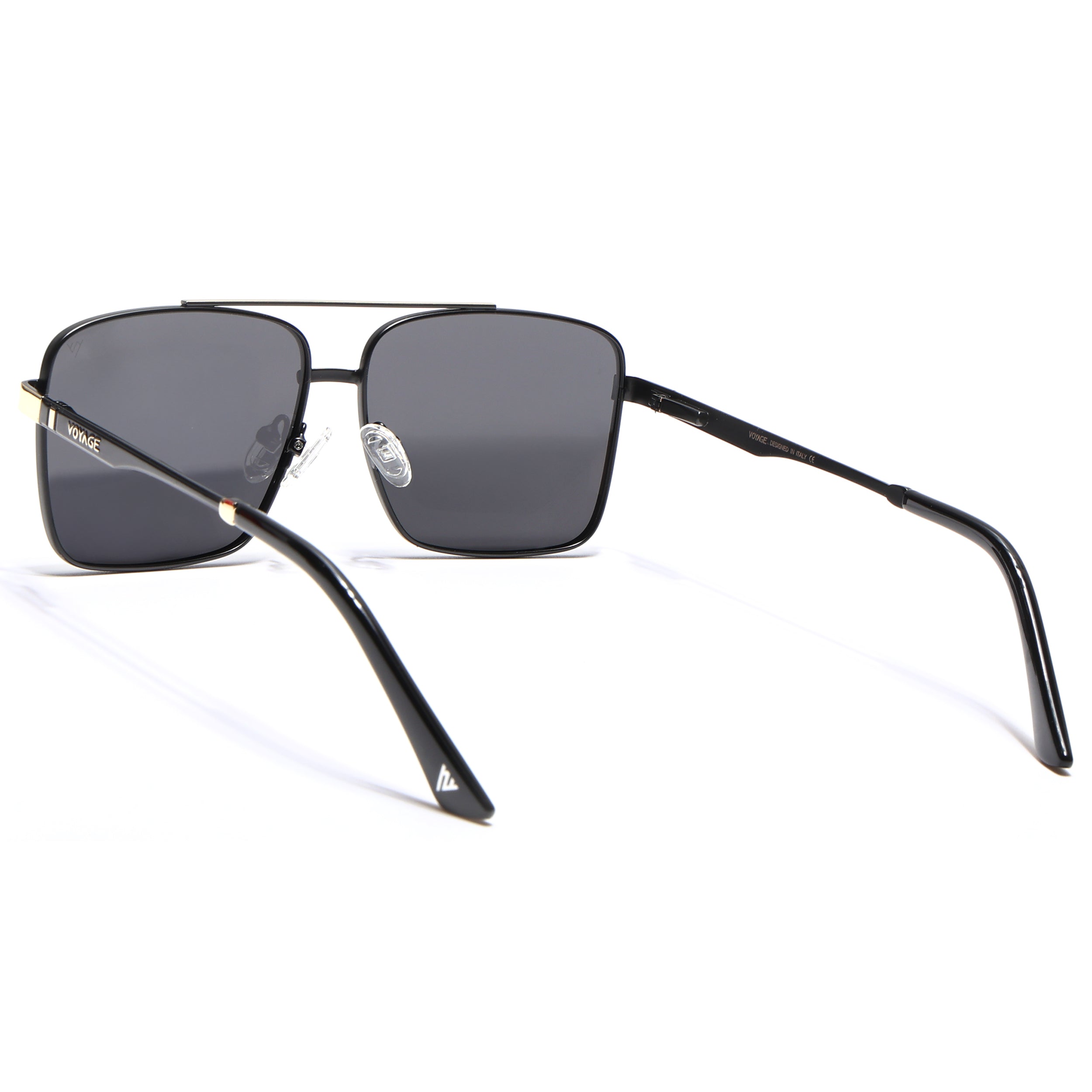 Wayfarer Polarized Sunglasses (Black Lens | Black & Golden Frame - PMG5305)