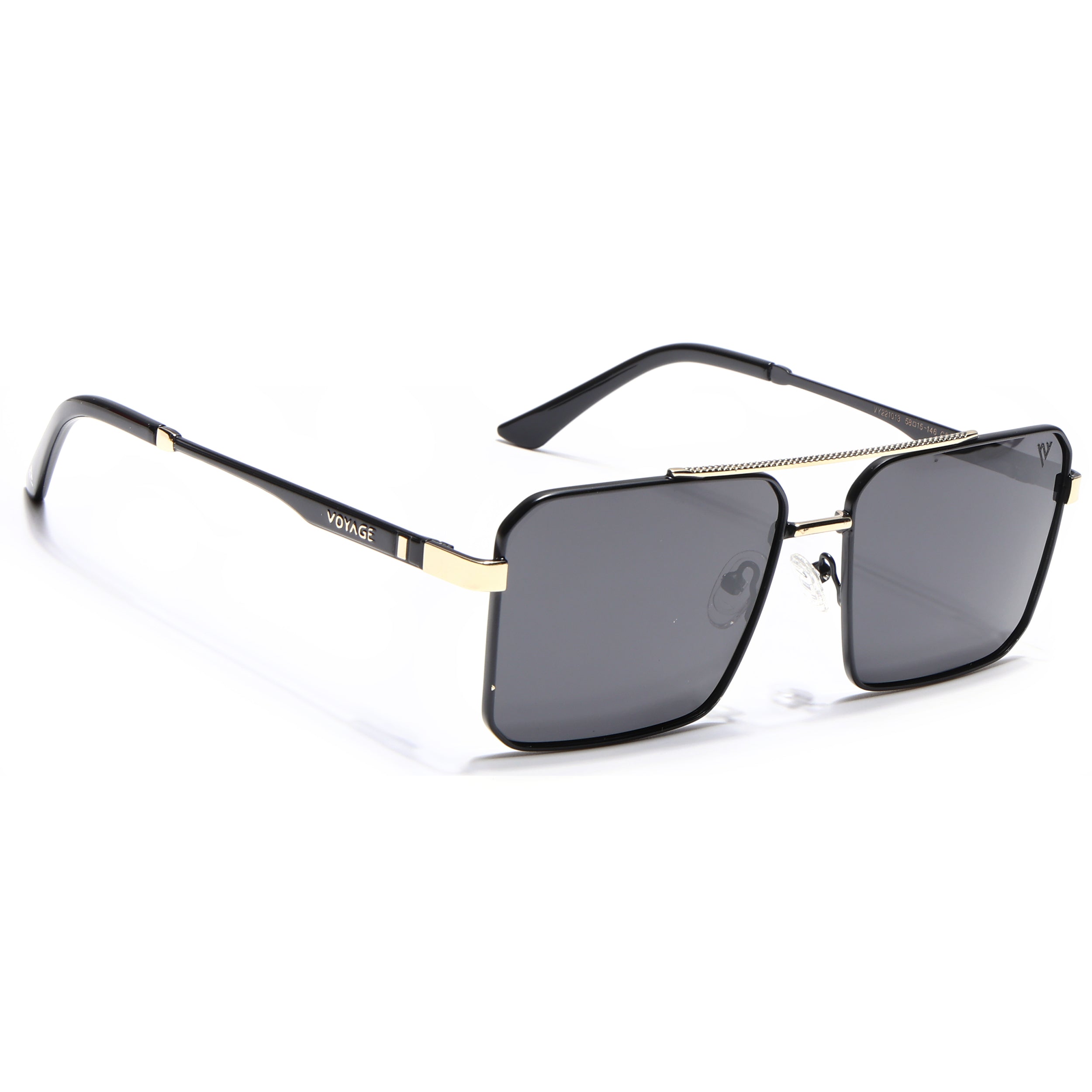 Wayfarer Polarized Sunglasses (Black Lens | Black & Golden Frame - PMG5308)