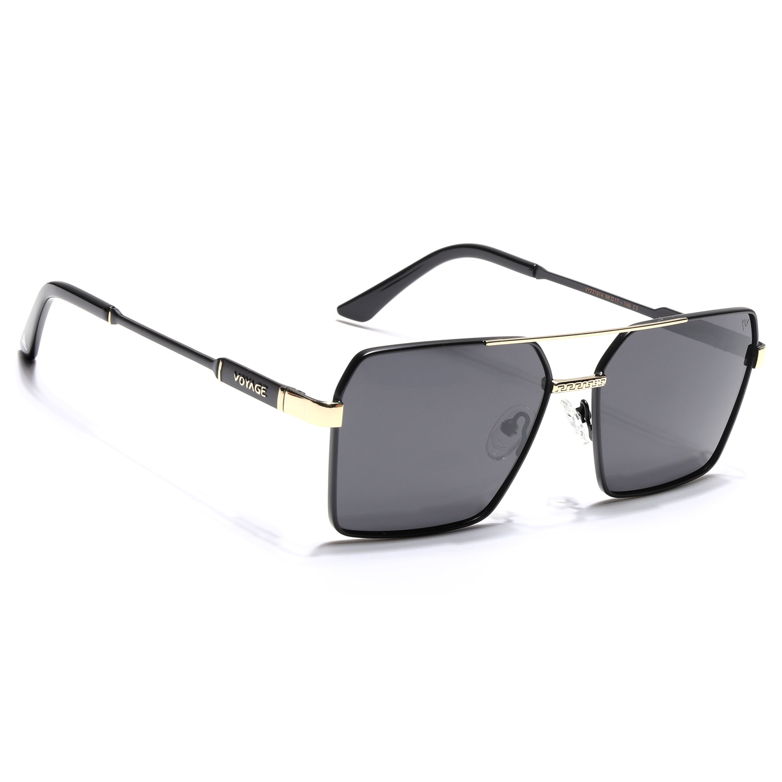 Wayfarer Polarized Sunglasses (Black Lens | Black & Golden Frame - PMG5311)