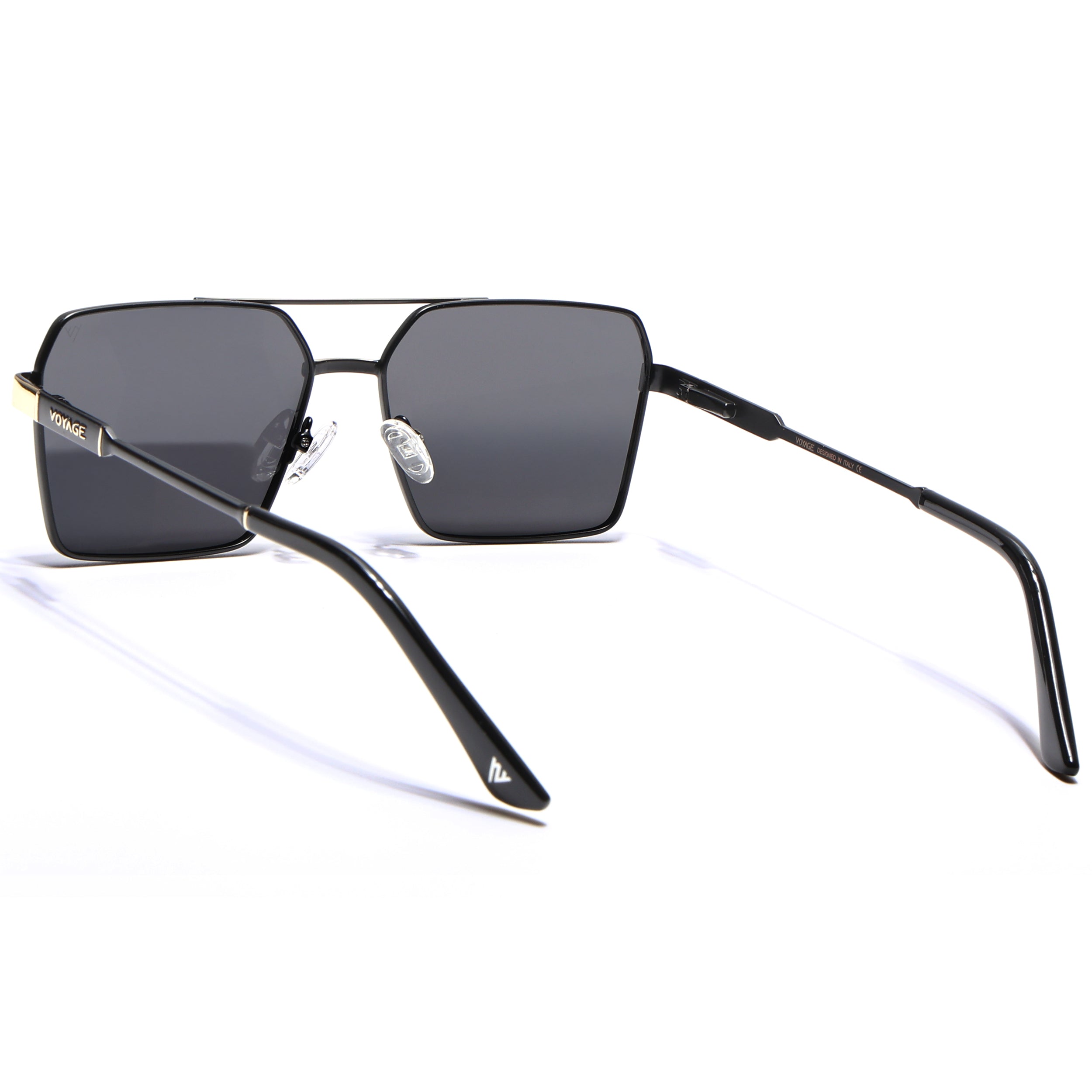 Wayfarer Polarized Sunglasses (Black Lens | Black & Golden Frame - PMG5311)