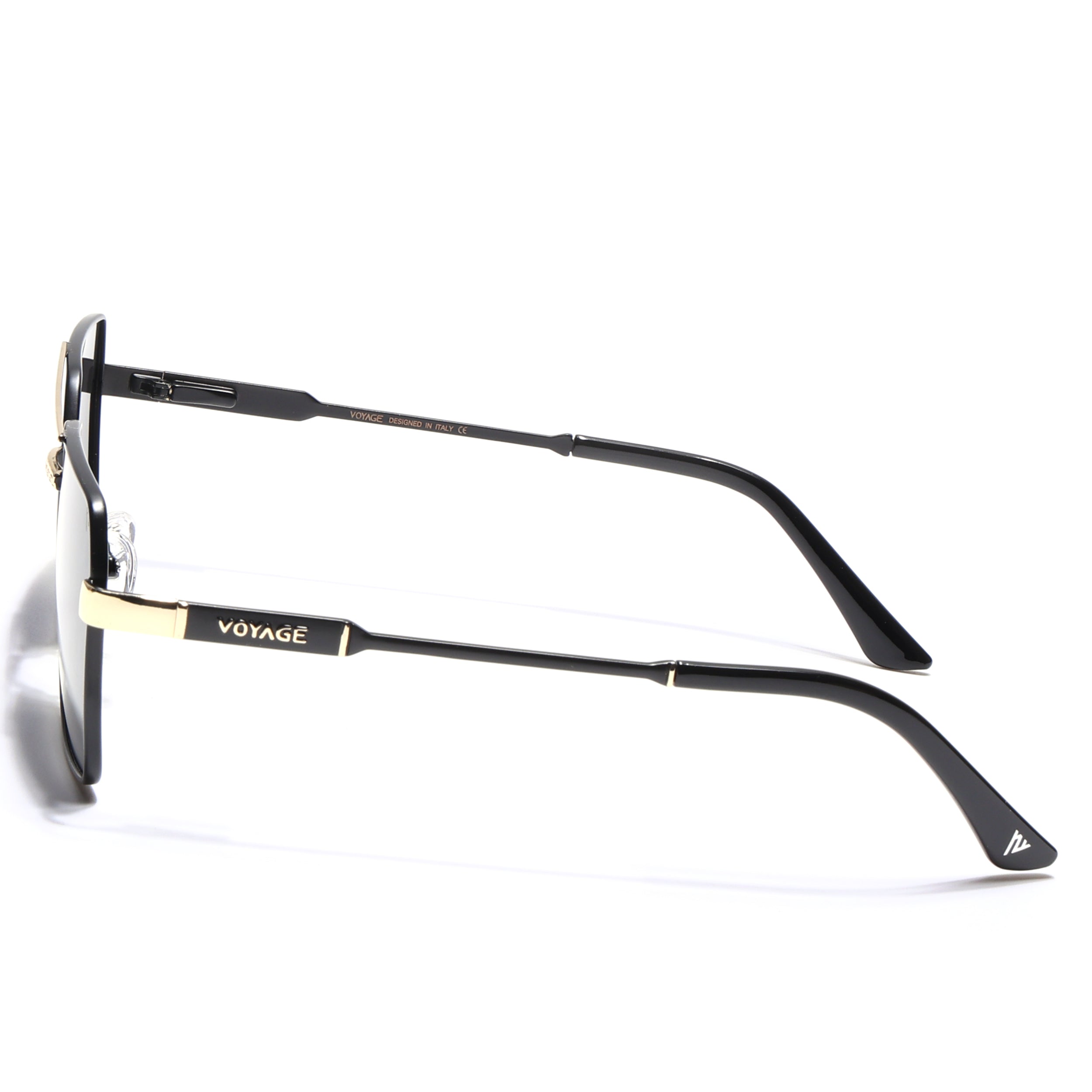 Wayfarer Polarized Sunglasses (Black Lens | Black & Golden Frame - PMG5311)