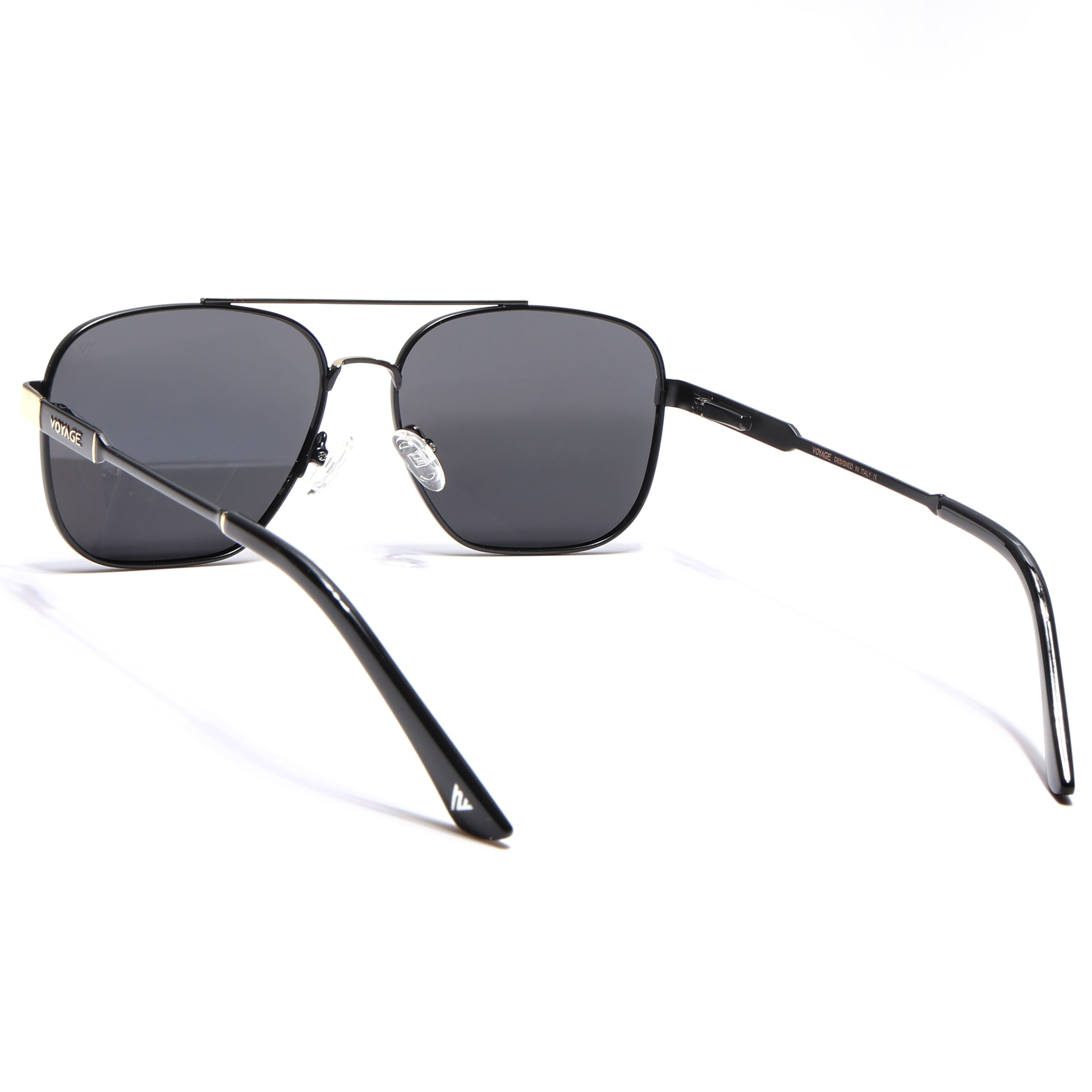 Wayfarer Polarized Sunglasses (Black Lens | Black & Golden Frame - PMG5314)
