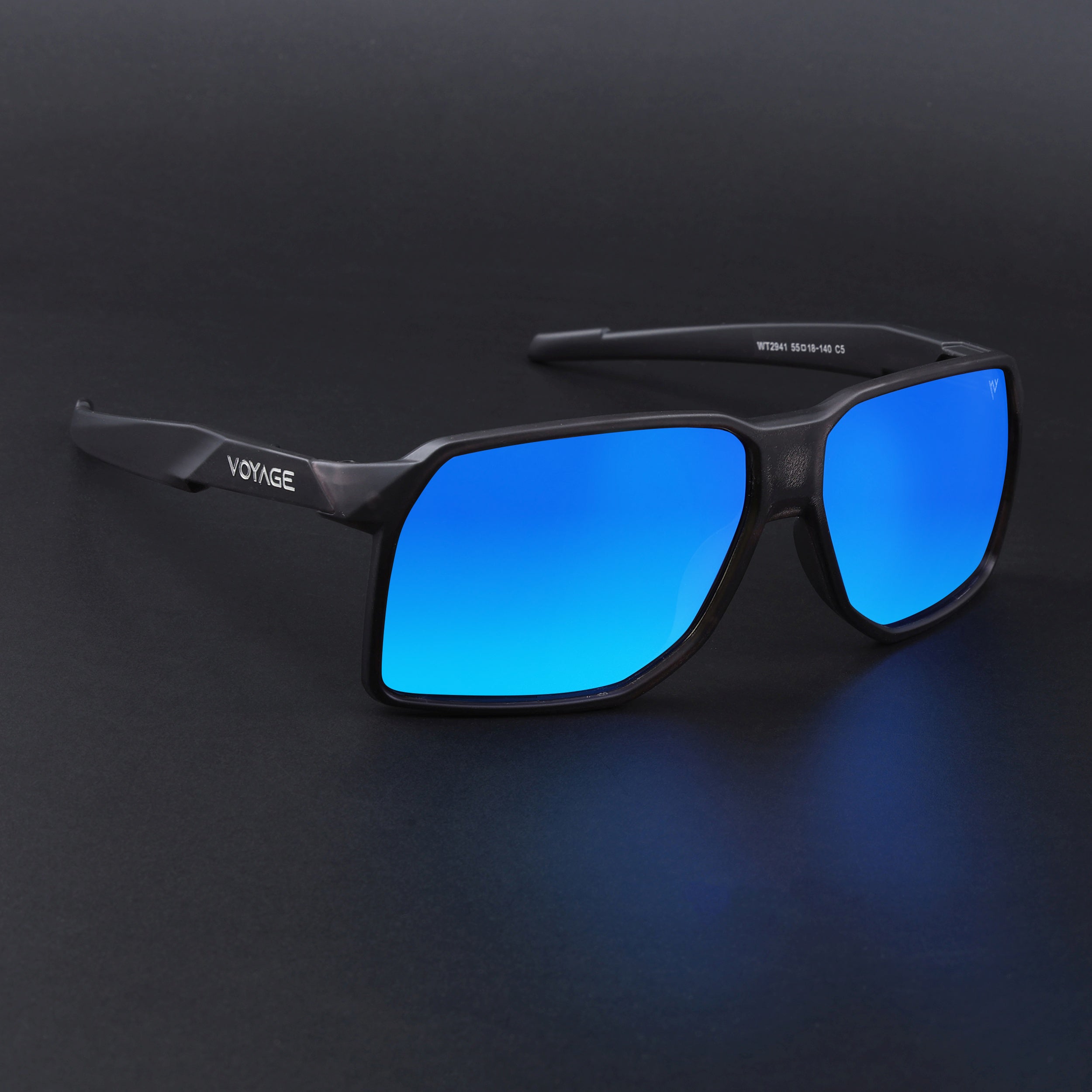 MountX | Blue Wrap Around Polarized Sunglasses | Black Frame - PMG6740