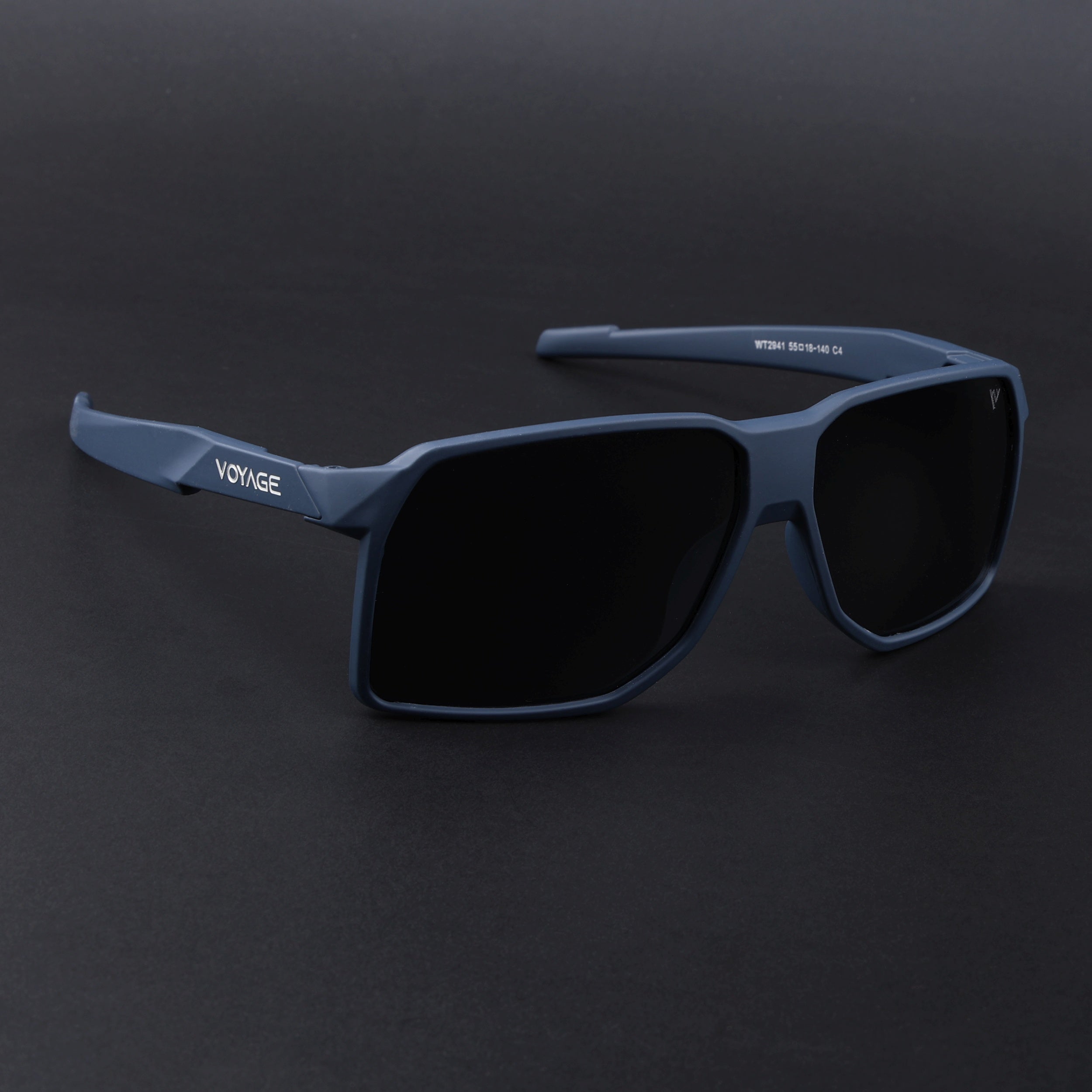 MountX | Navy Blue Wrap Around Polarized Sunglasses | Black Lens - PMG6742