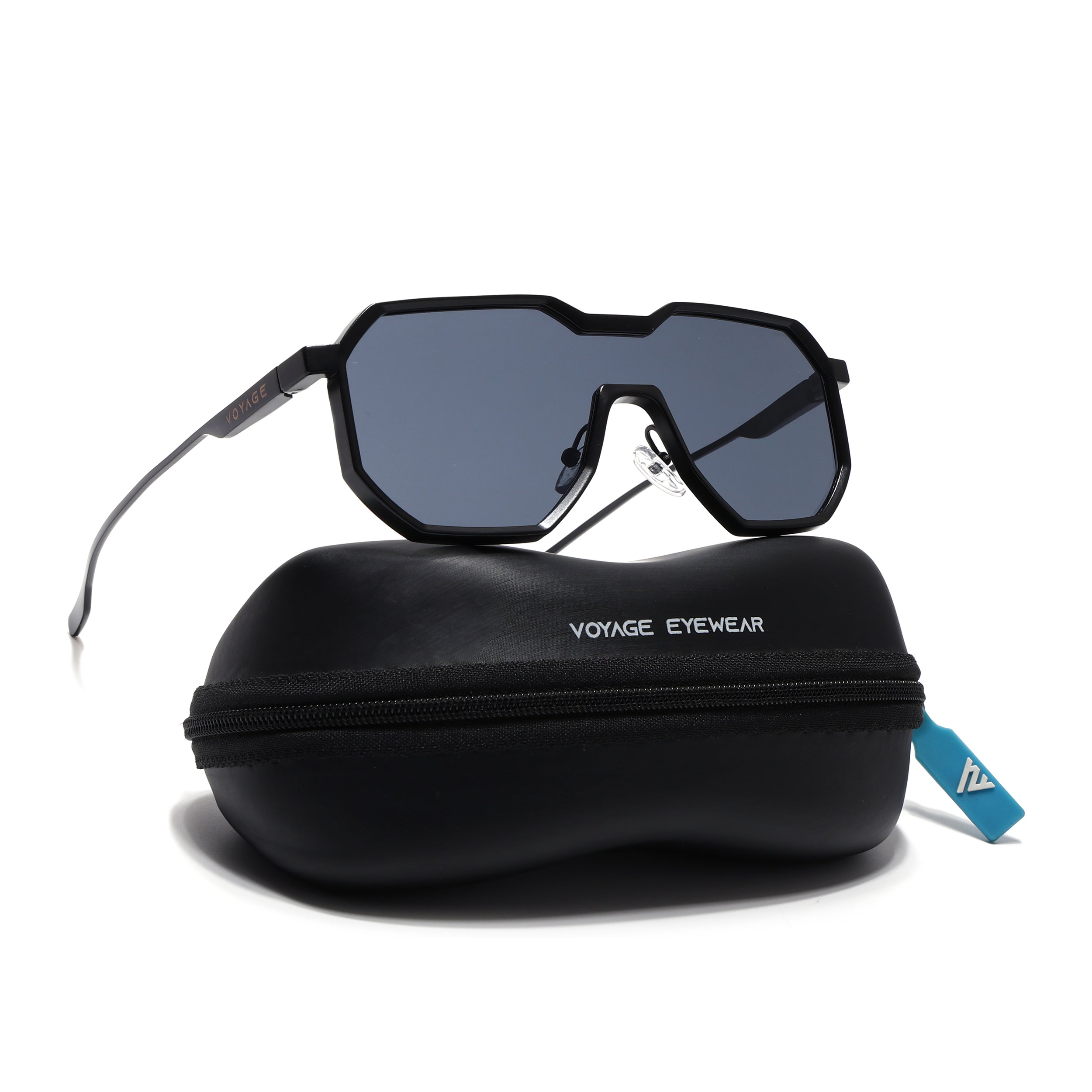 Voyage Wayfarer Sunglasses for Men & Women (Black Lens | Black Frame - MG7395)