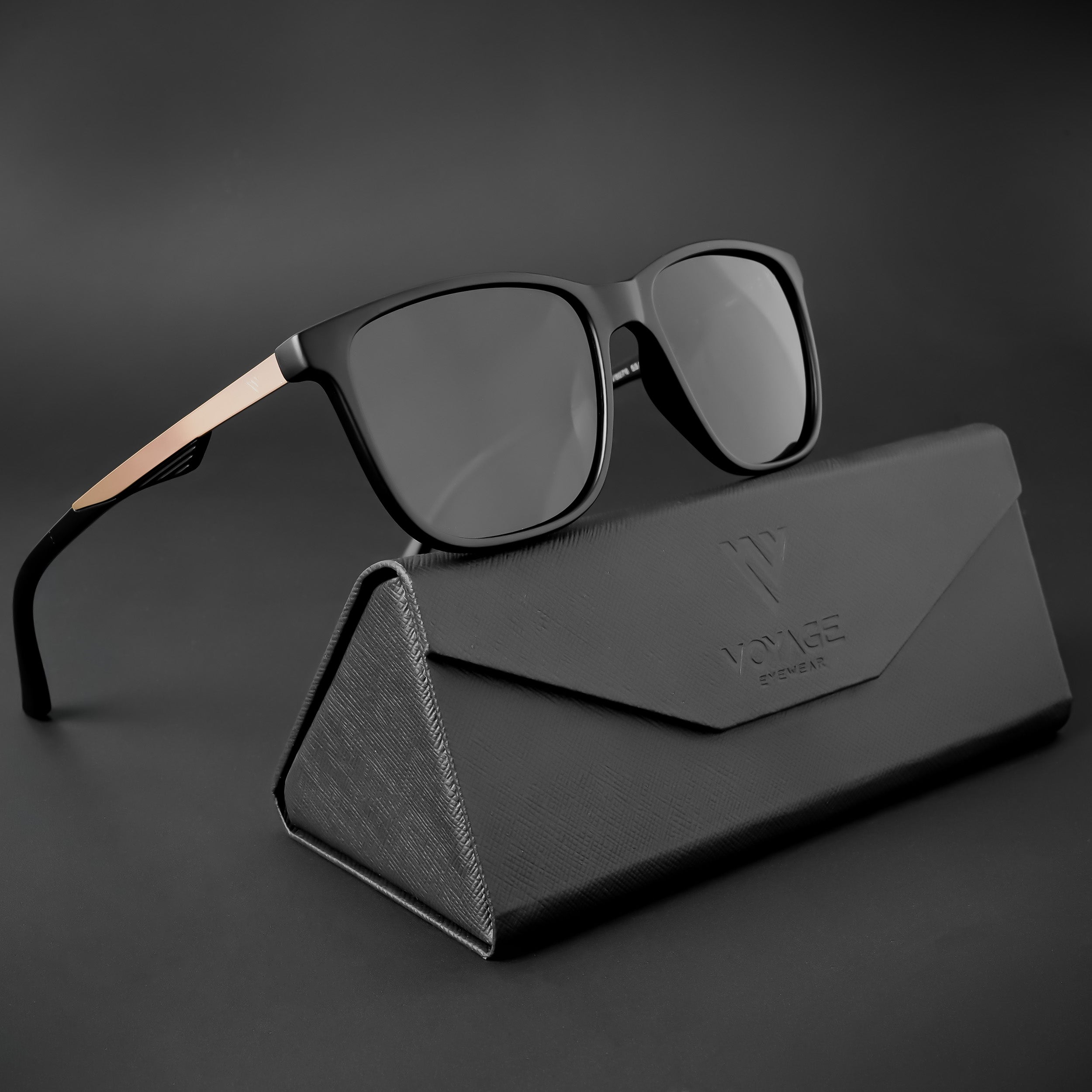 Voyage Exclusive Wayfarer Polarized Sunglasses for Men & Women (Black Lens | Matt Black Frame - PMG5058)
