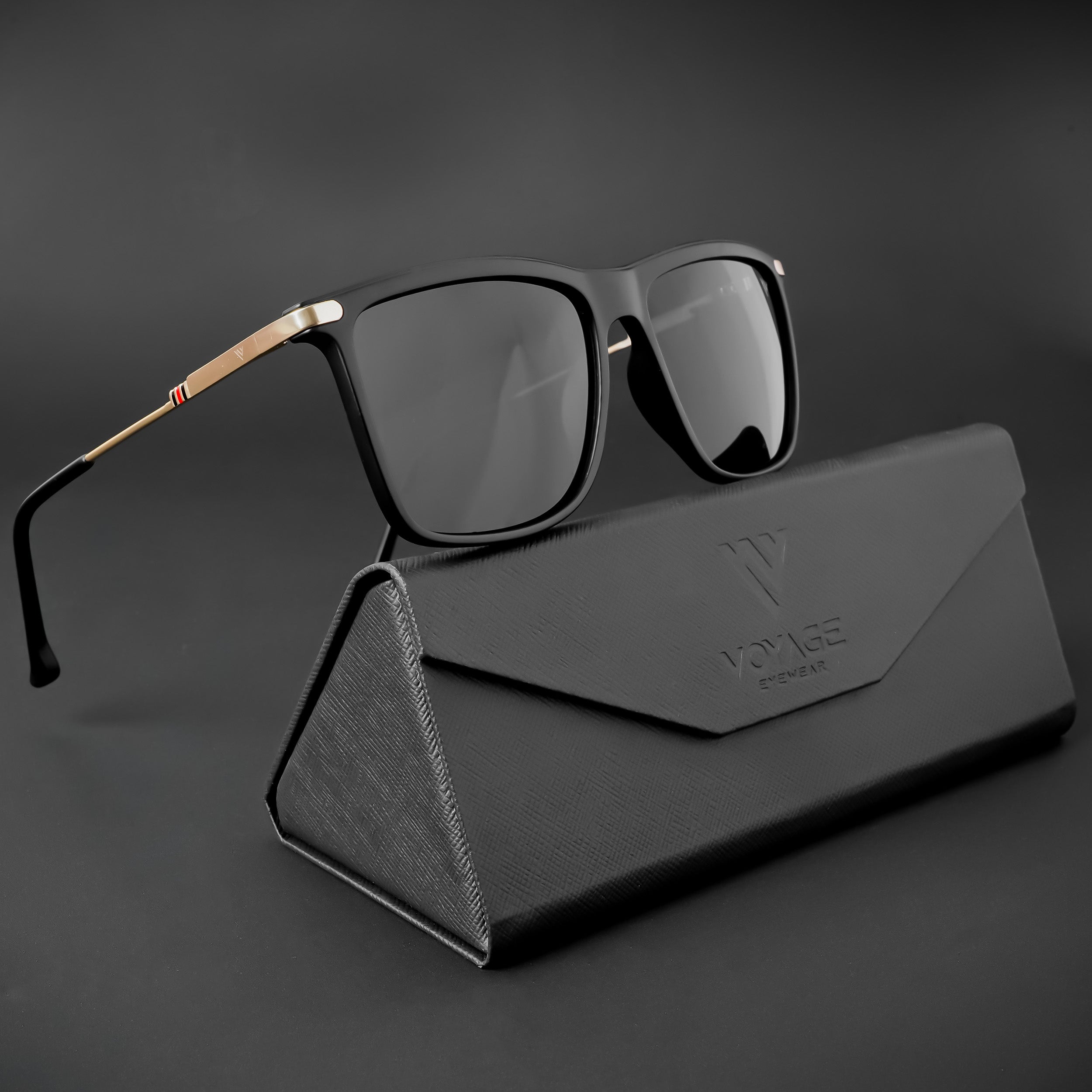 Voyage Exclusive Wayfarer Polarized Sunglasses for Men & Women (Black Lens | Matt Black Frame - PMG5038)