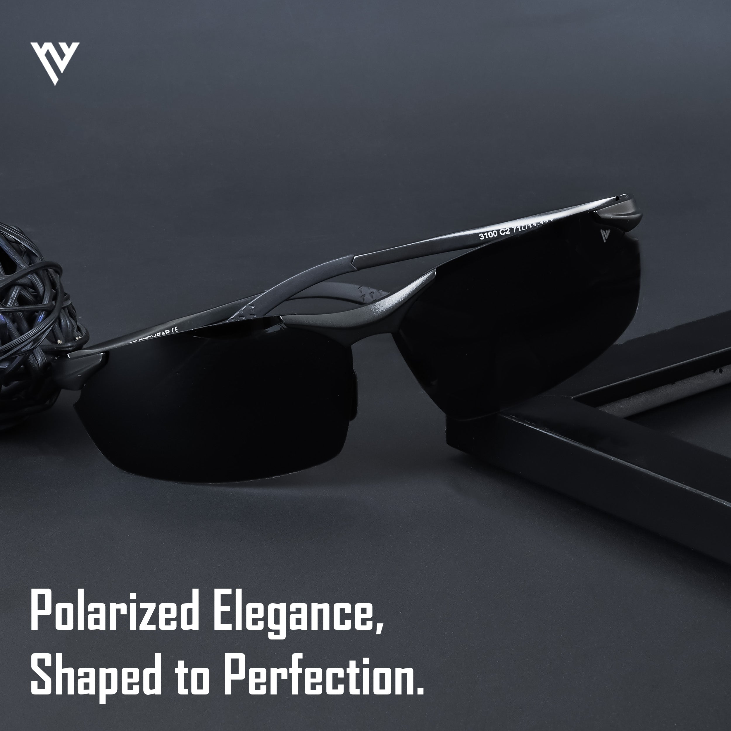 Voyage Exclusive Black Polarized Wrap Around Sunglasses for Men & Women (3100PMG4647)