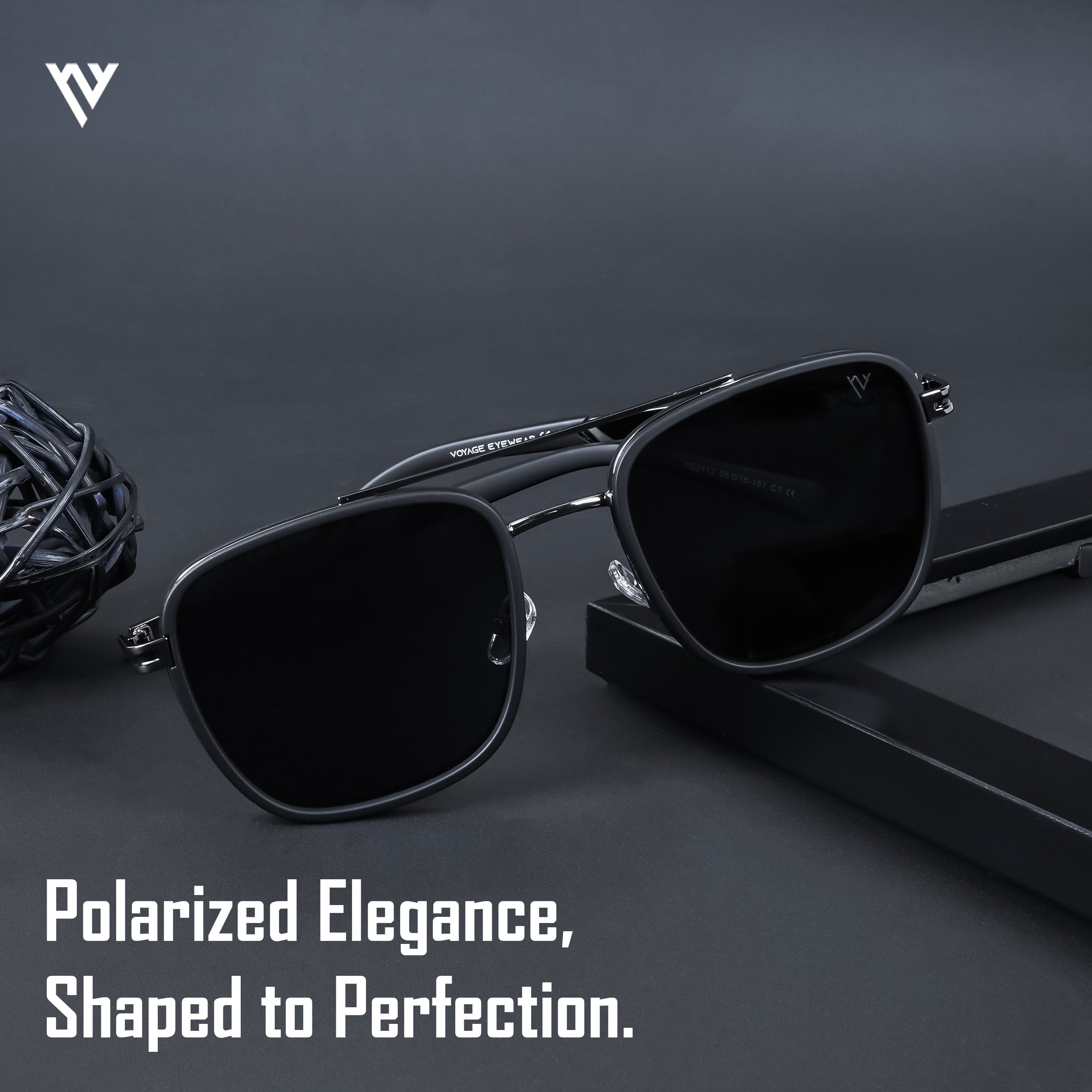 Voyage Exclusive Black Polarized Wayfarer Sunglasses for Men & Women (2112PMG4650)