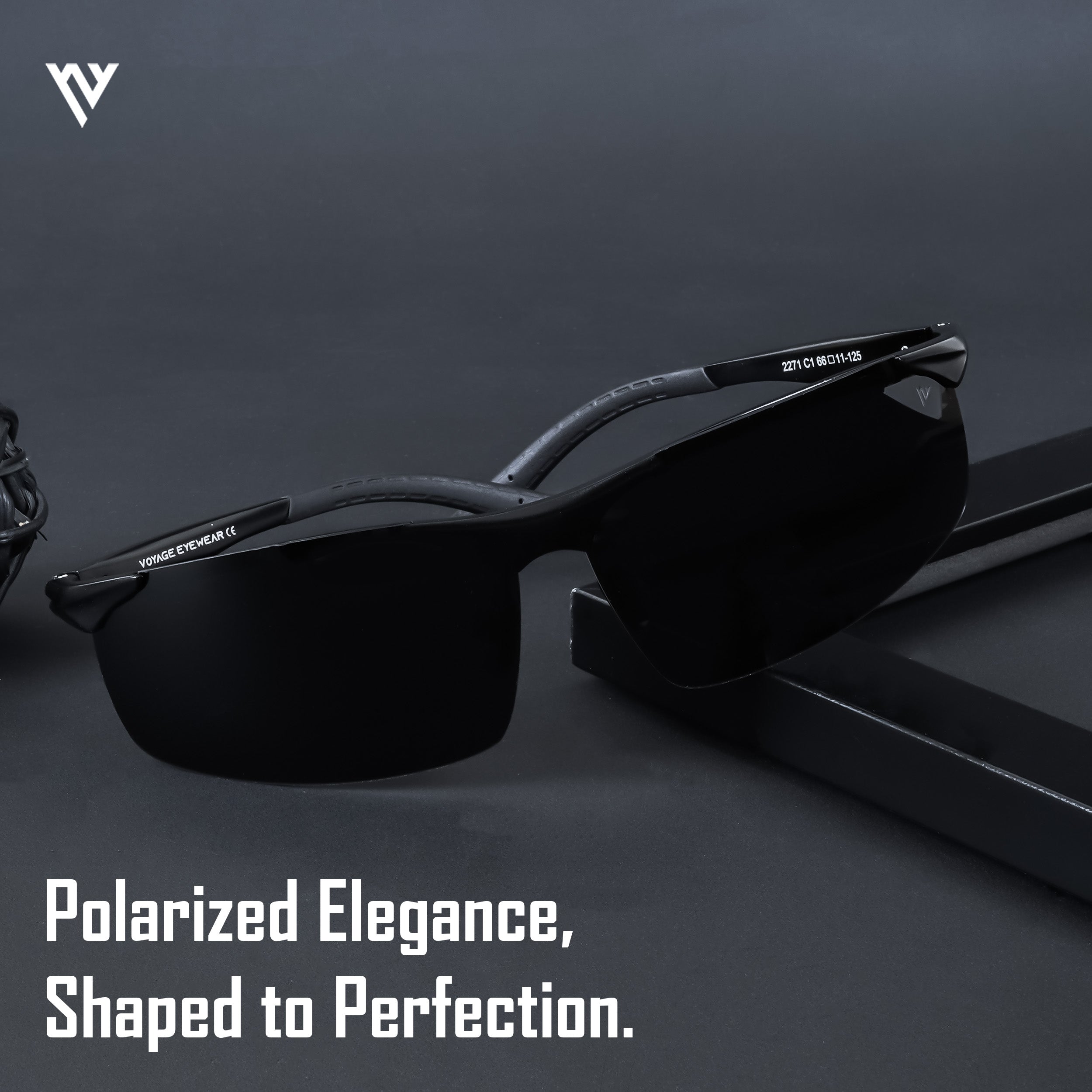 Voyage Exclusive Black Polarized Wrap Around Sunglasses for Men & Women - PMG4648
