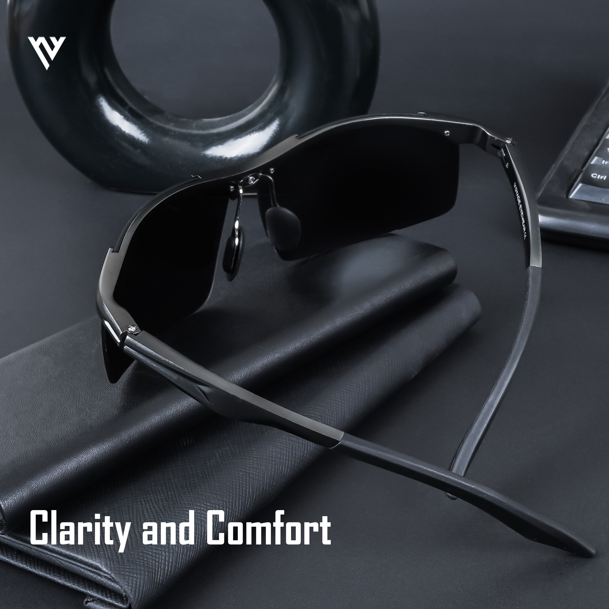 Voyage Exclusive Black Polarized Wrap Around Sunglasses for Men & Women - PMG4649