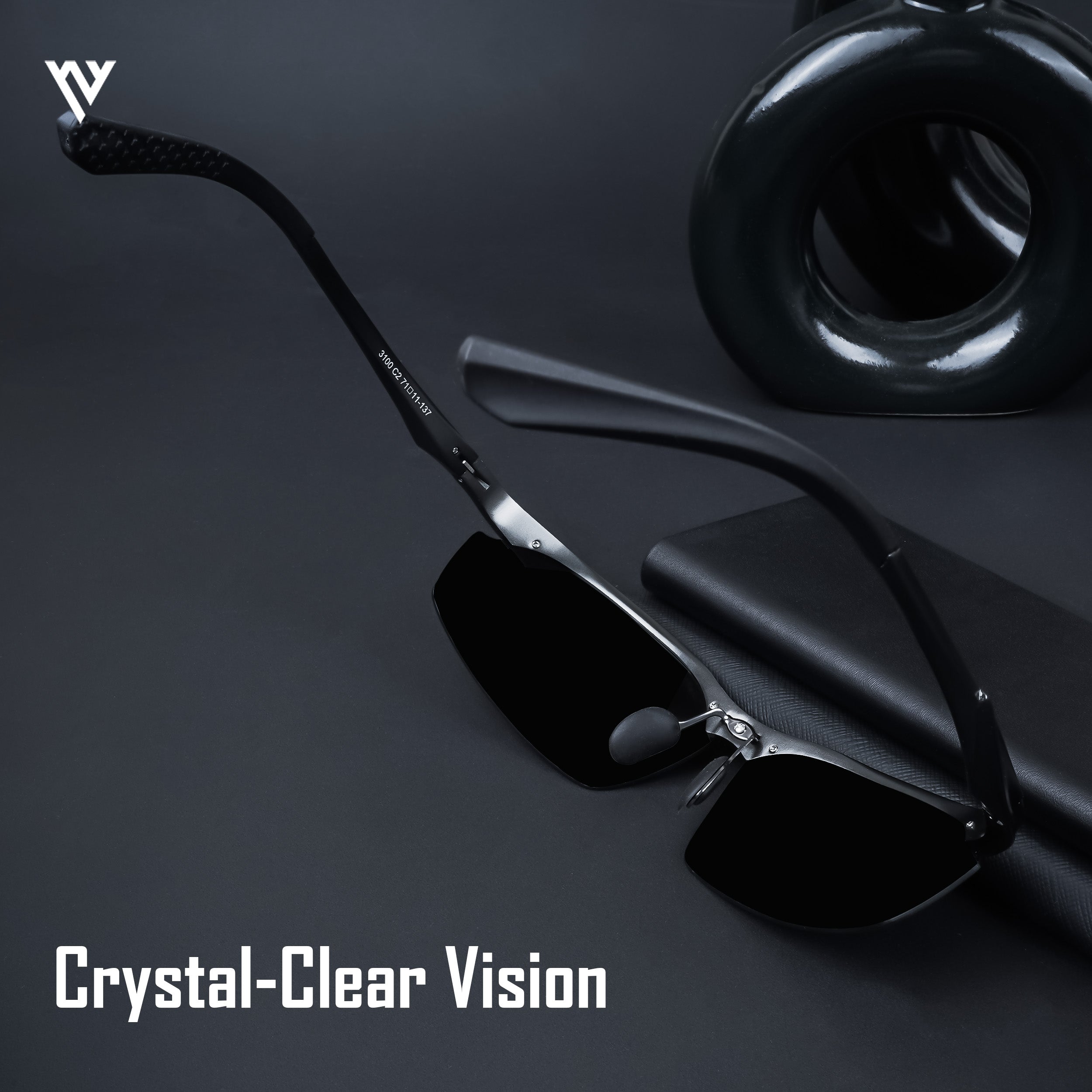 Voyage Exclusive Black Polarized Wrap Around Sunglasses for Men & Women (3100PMG4647)
