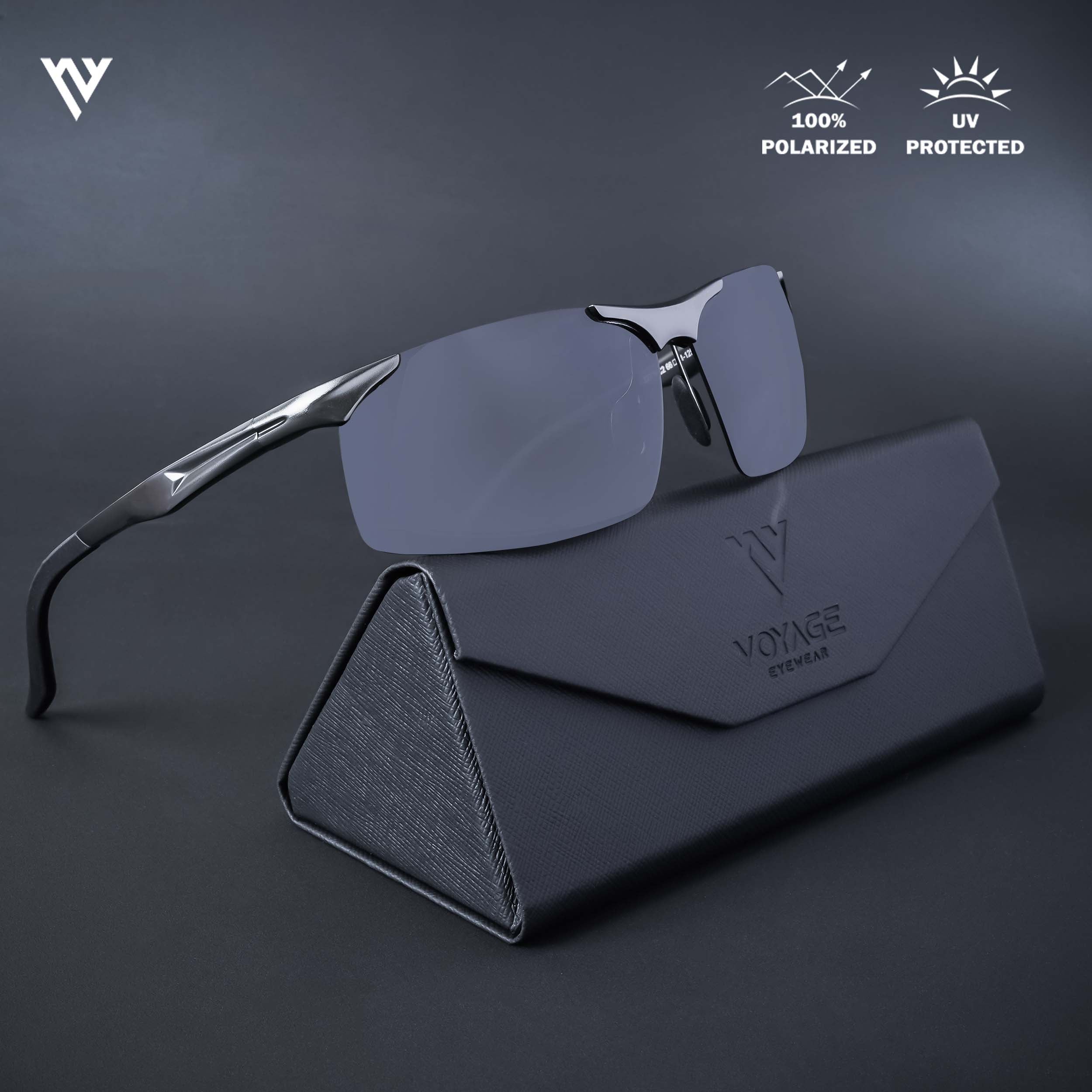 Voyage Exclusive Black Polarized Wrap Around Sunglasses for Men & Women (3100PMG4646)