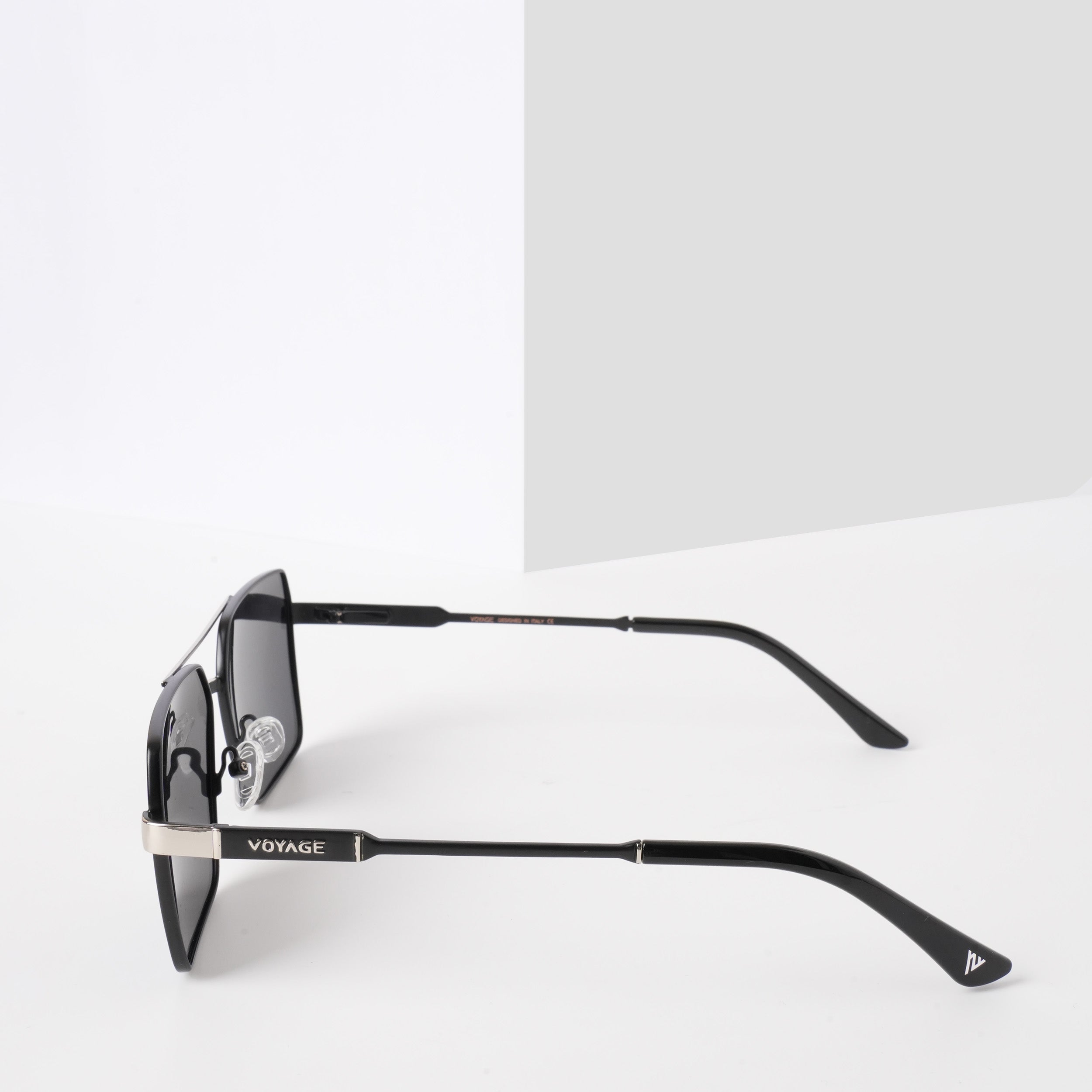 Voyage Exclusive Wayfarer Polarized Sunglasses for Men & Women (Black Lens | Black & Silver Frame - PMG5313)