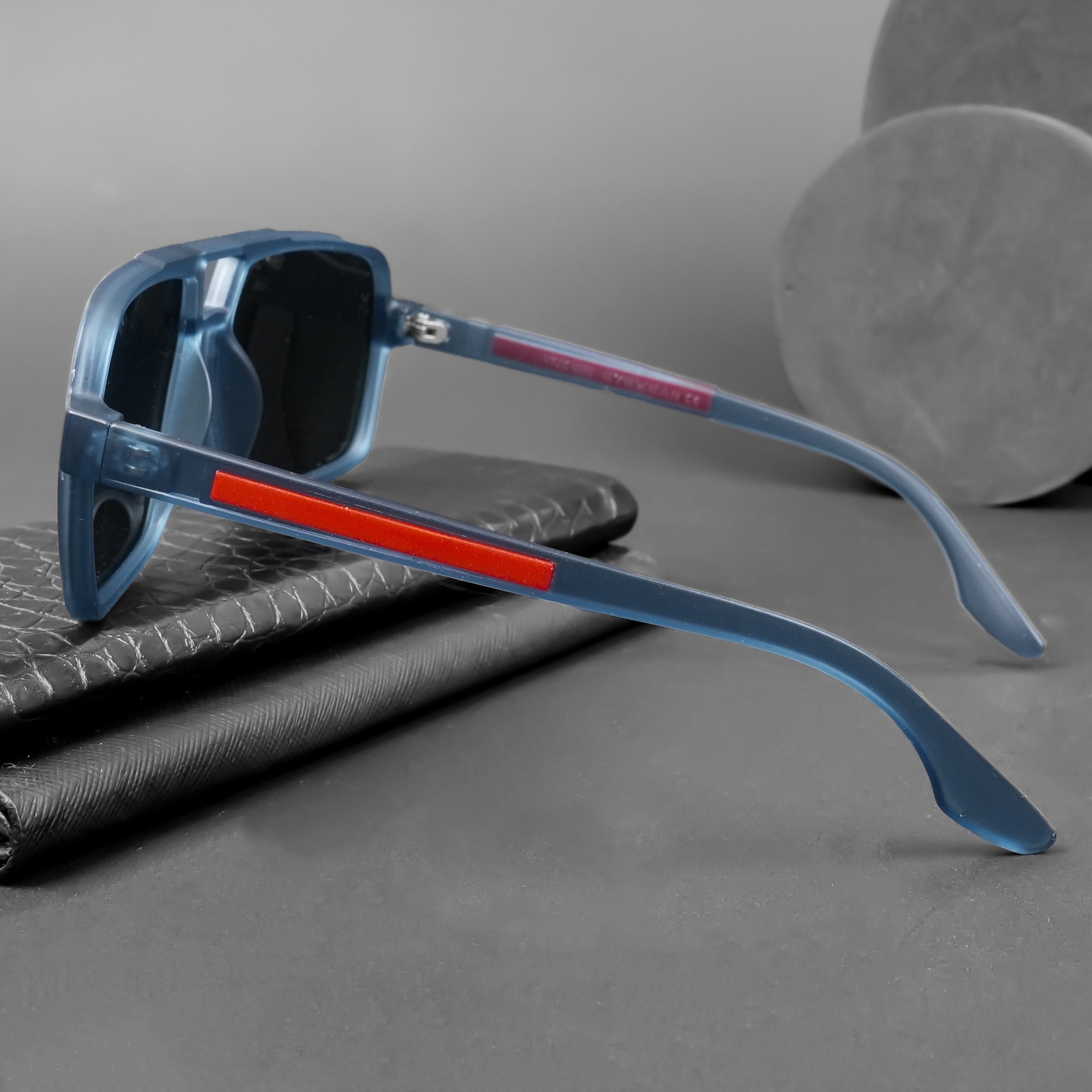 Wayfarer Polarized Sunglasses (Black Lens | Blue Frame - PMG5242)