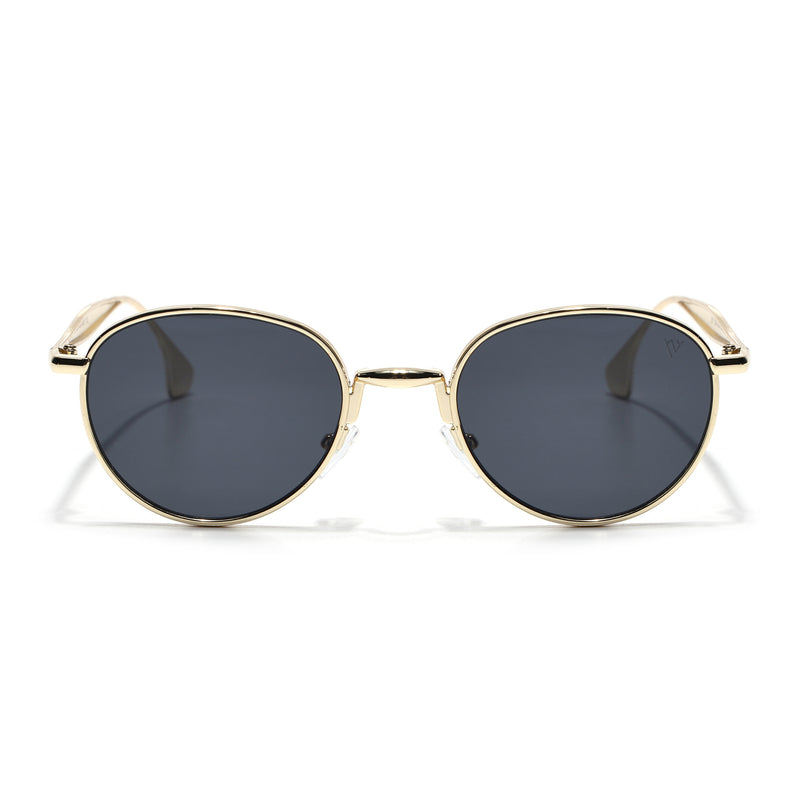 Sphere | Golden Round Sunglasses | Black Lens - MG7612