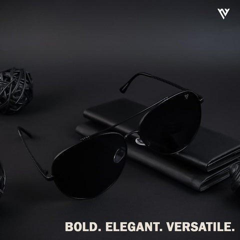 Black Polarized Aviator Sunglasses - PMG4135